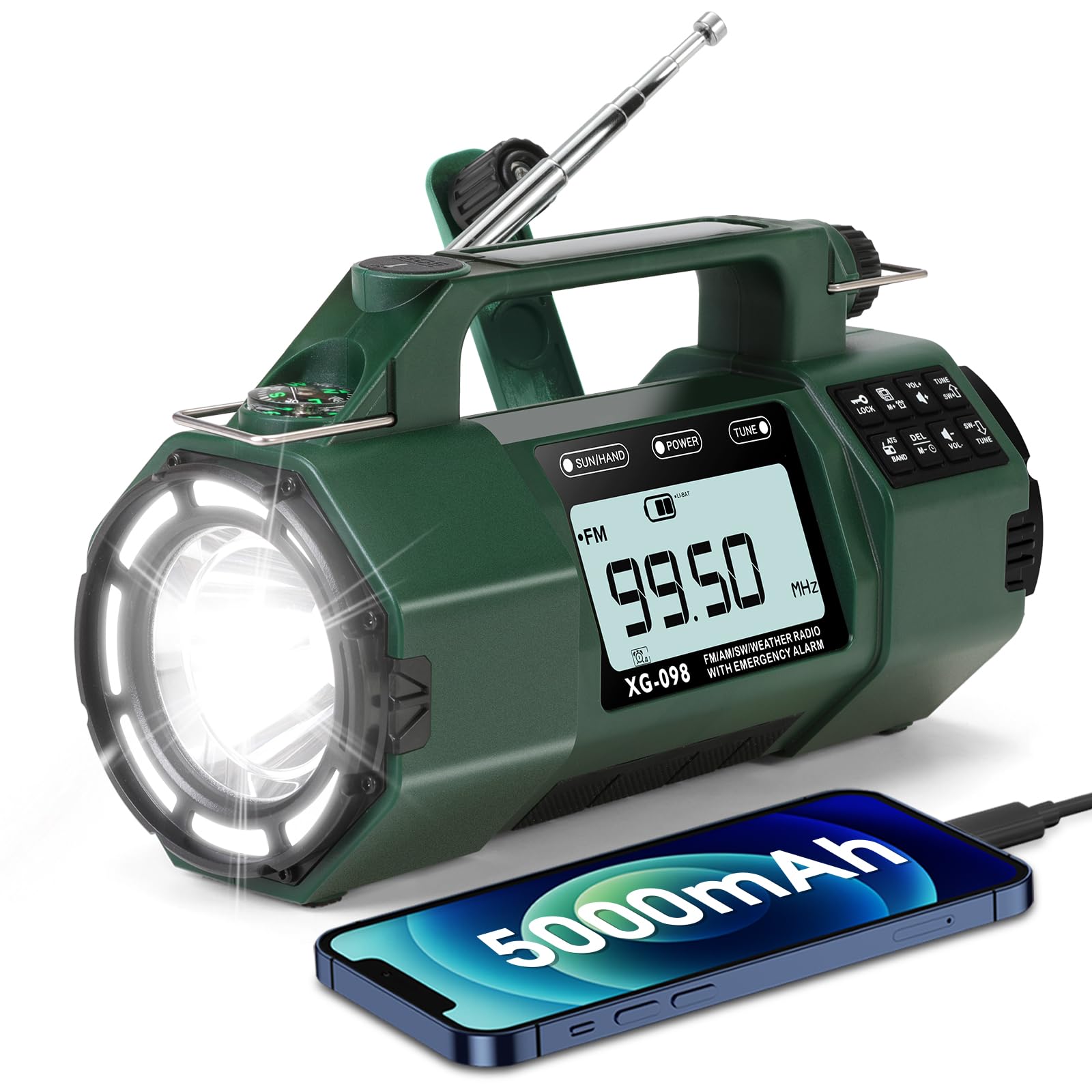 Rckskaya Solar Hand Crank Emergency Radio,Weather Alert Radio NOAA/FM/AM/SW