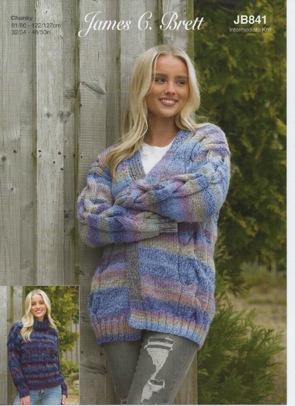 James C Brett Women's Chunky Knitting Pattern Ladies Sweater & Cardigan (JB841), 32''-50'' (81cm-127cm)