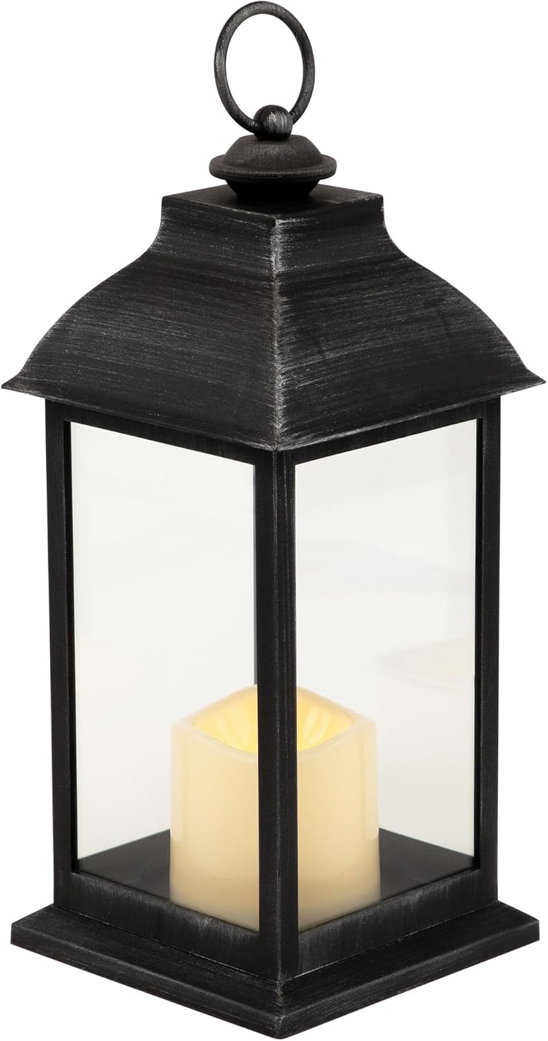 Northlight LED Lantern with Flameless Candle - 12.5" - Brushed Silver
