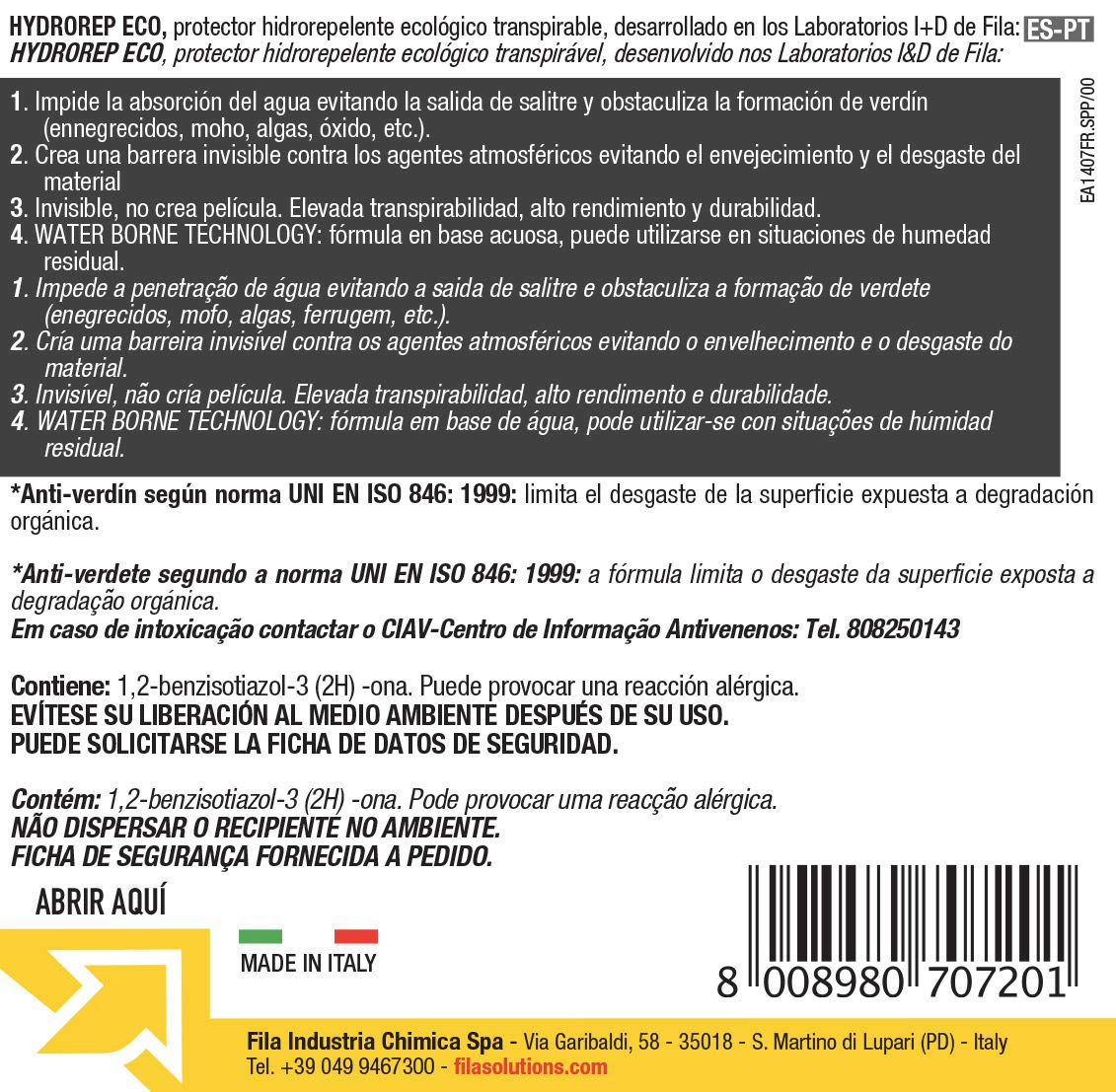 Hydrorep Eco, Hidrorepelente Ecológico Para Barro, Piedra, Gres Extrusionado, Ladrillos Cara Vista, Piedra Artificial, Cemento y Monocapa, 1L