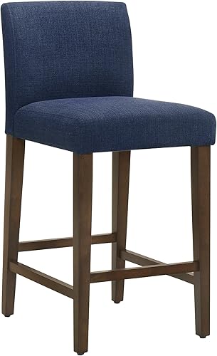 Miniatura 4 de CHITA - Juego de 2 taburetes de bar con altura de mostrador, 27" de altura del asiento, taburetes tapizados, tela en azul medianoche Tela