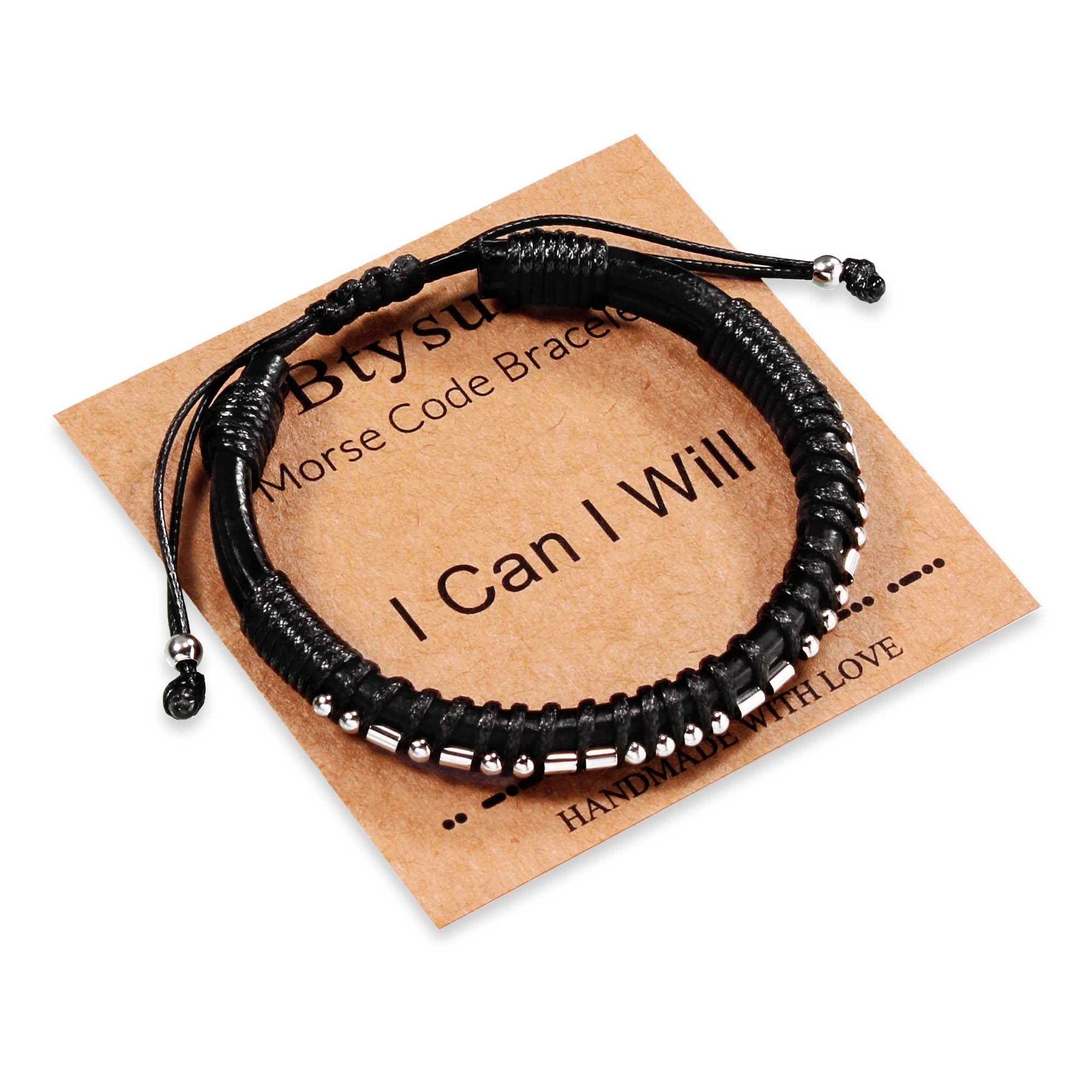 Btysun Fathers Day Gift, Gifts for Men Morse Code Bracelets for Men 2026 Graduation Gifts Mens Bracelet for Him Boyfriend Husband Leather Bracelet Motivational Birthday Jewelry Stocking Stuffers