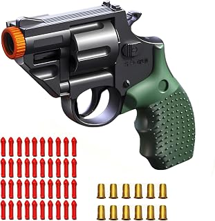 SCIERLOL Toy Revolver Gun Foam Blaster - Soft Bullet Shooter, No Reload Continuous Fire, Ages 14+ Gift