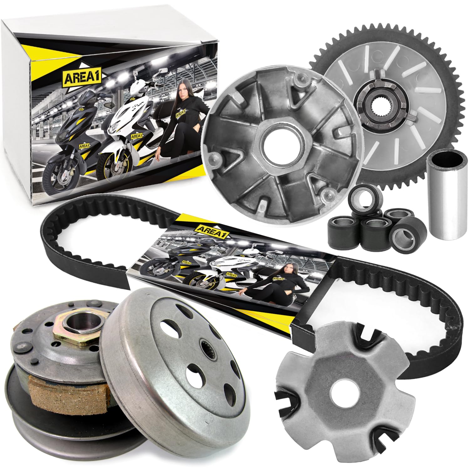 Area1 Variomatik - Trasduttore a cinghia trapezoidale, 50 cc, 4 tempi, 12 pollici, 139 QMB/QMA compatibile con BT49QT RS AGM-Motors Explorer Flech Tech Yiying Wangye Zhej Alpha Motors AJS