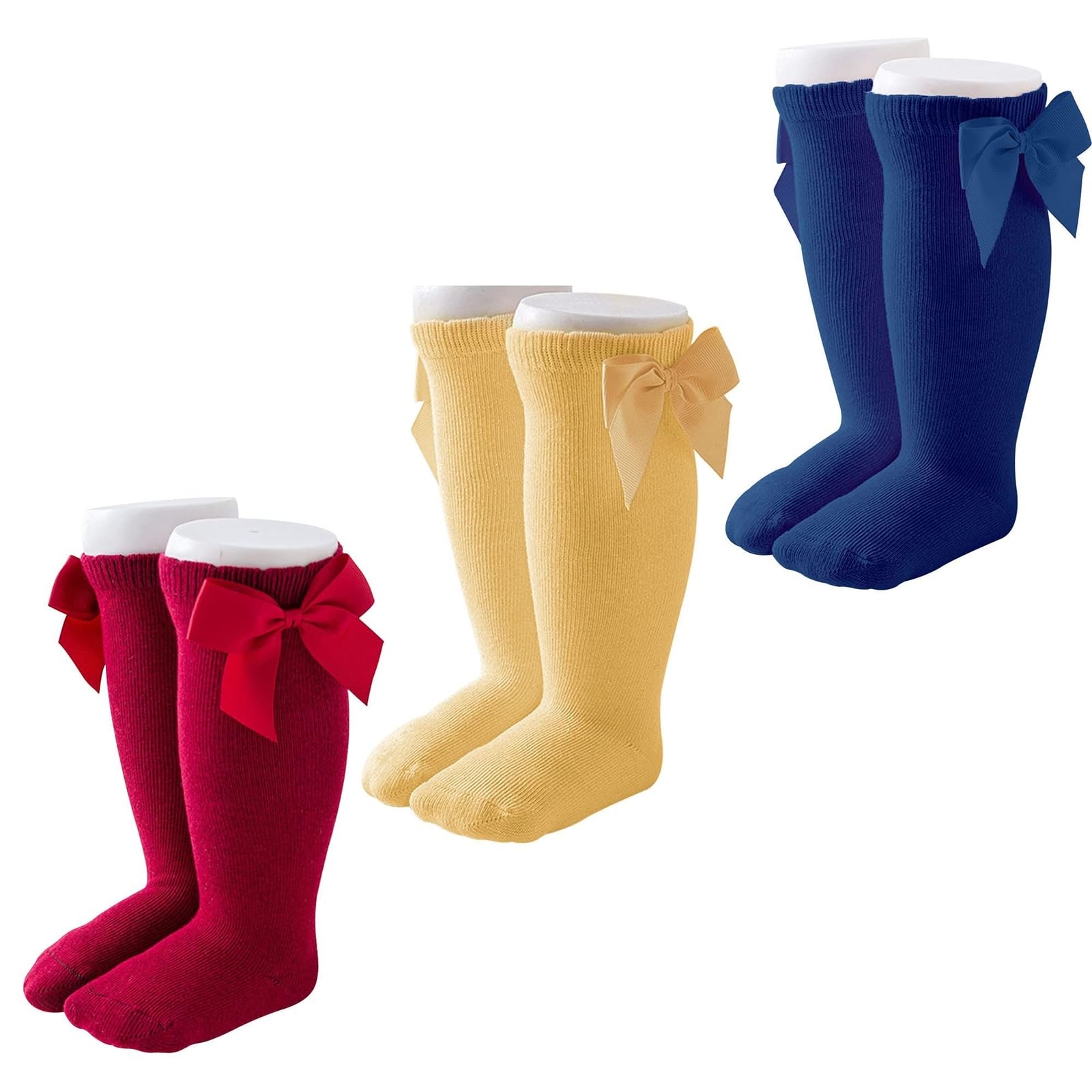 CozyWay Kniestrümpfe für Babys, Mädchen, 3/6er-Pack, Bogen, lange Strümpfe, Kleinkinder, Socken, Rüschen, Uniform, Schuluniform, Leggings