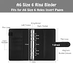 Antner A6 PU Leather Notebook Binder Refillable 6 Ring Budget Binder Cover with Magnetic Buckle Closure, Black