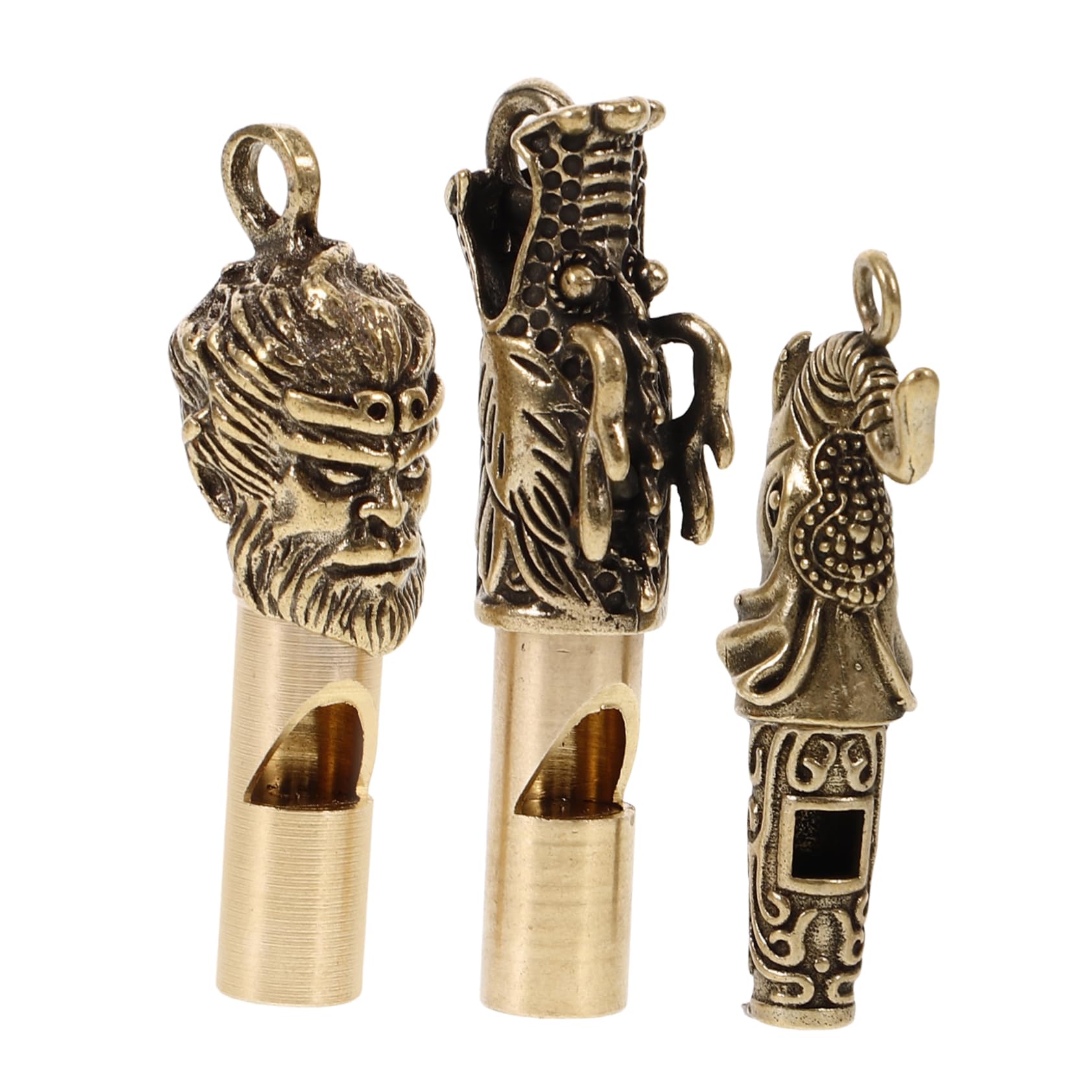 Happyyami 3Pcs Copper Whistle Keychain Decorative Emergency Whistle for Outdoor Activities Loud Sound Survival Whistles Unique Hiking Present for Teachers and Family
