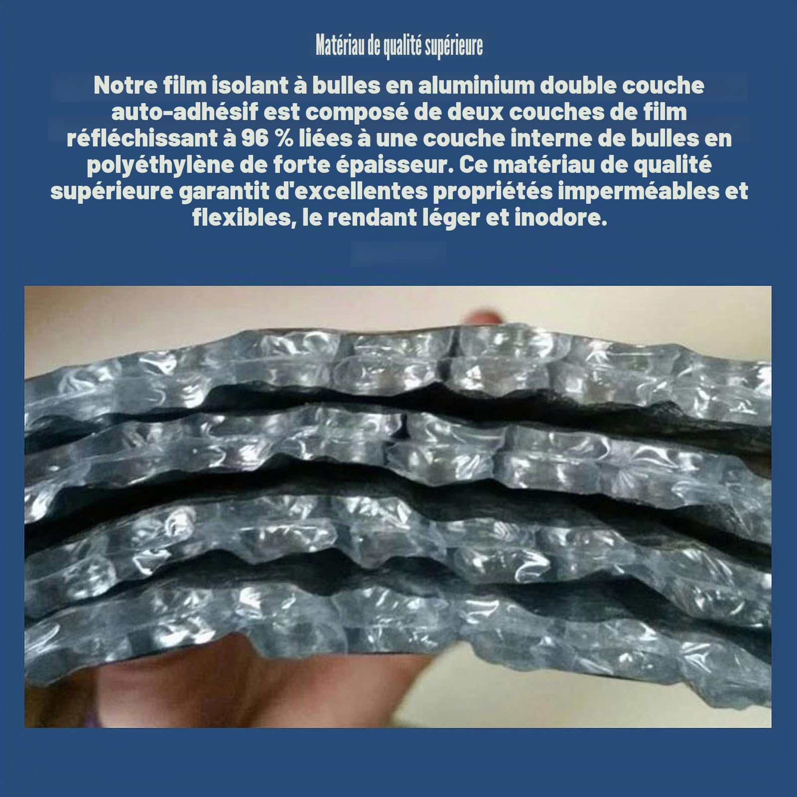 Film Isolant Bulle D’Aluminium Double Couche Autocollant Rouleau Protection Solaire étanche Isolation Thermique pour Voiture Mur Grenier Toit Abri Camping Maison (1 * 5m(39.3in*16.4ft))