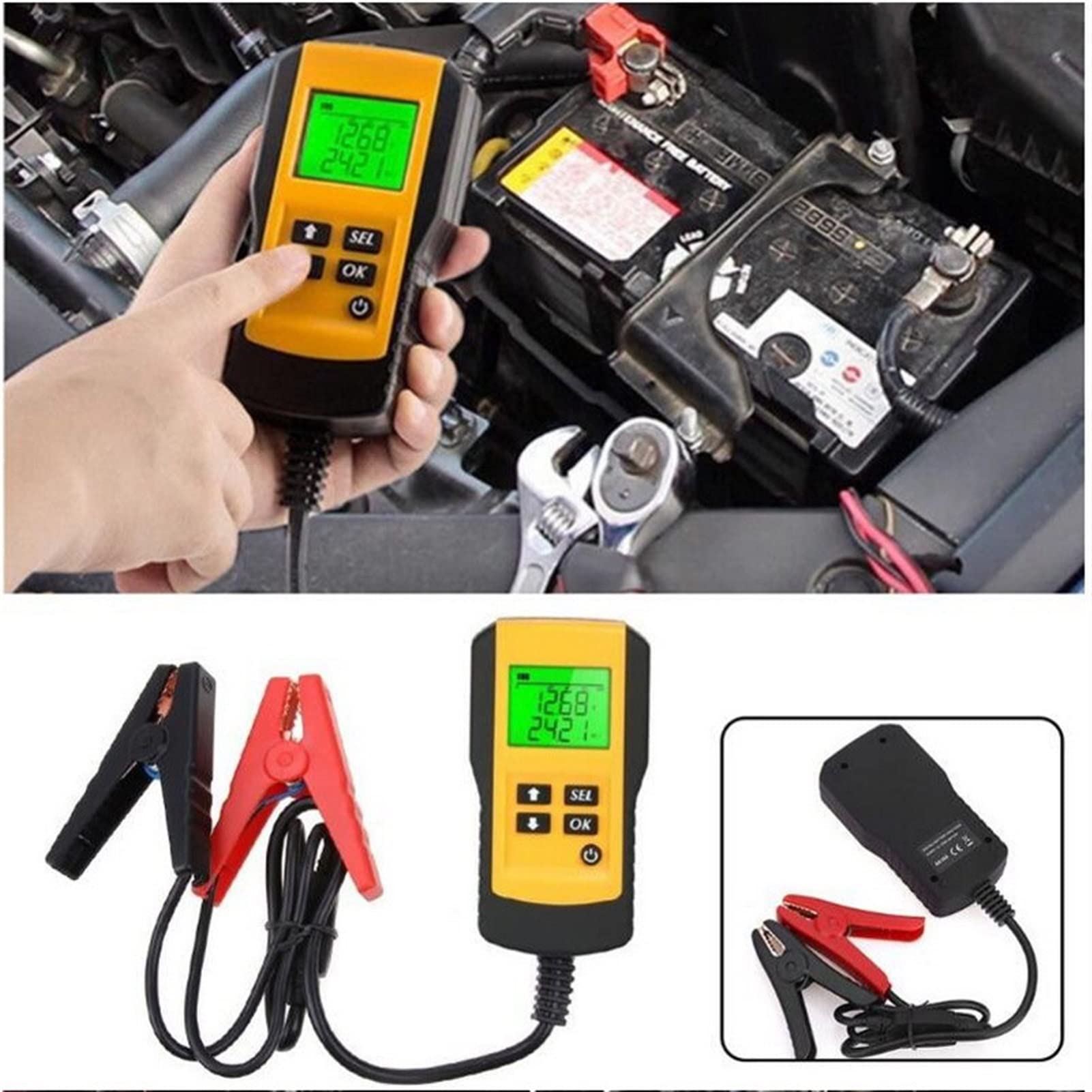 Comprobador de baterias, Probador de batería Tesajero de voltaje de batería de coche 12V Cca Detector instrumento de prueba de resistencia interna AE300 Herramienta de escáner for camión automático