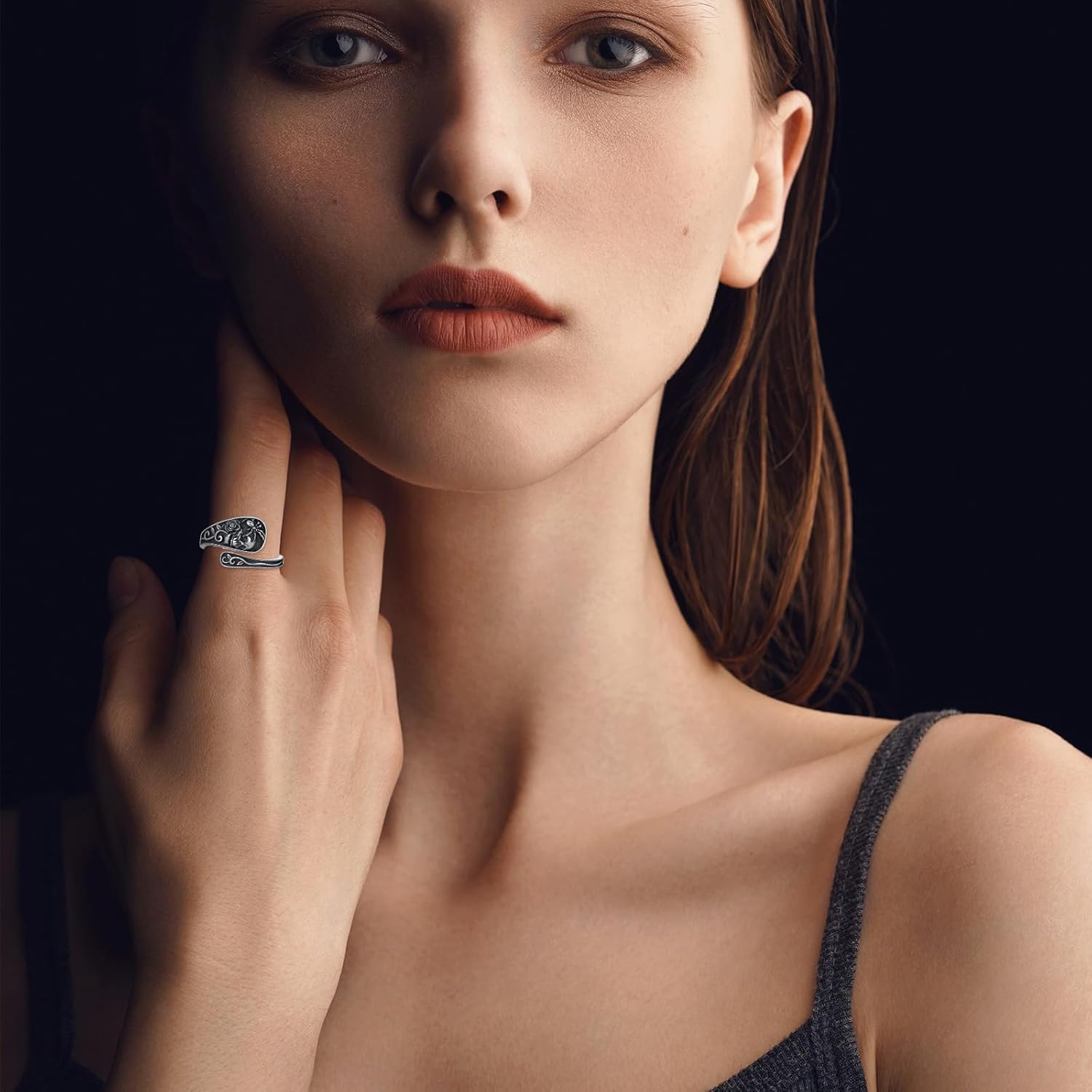 MEDWISE Spoon Ring 925 Sterling Silver Skull Ring Vintage Antique Spoon Rings Adjustable Thumb Rings for Women Christmas Gifts 2025 - Image 5