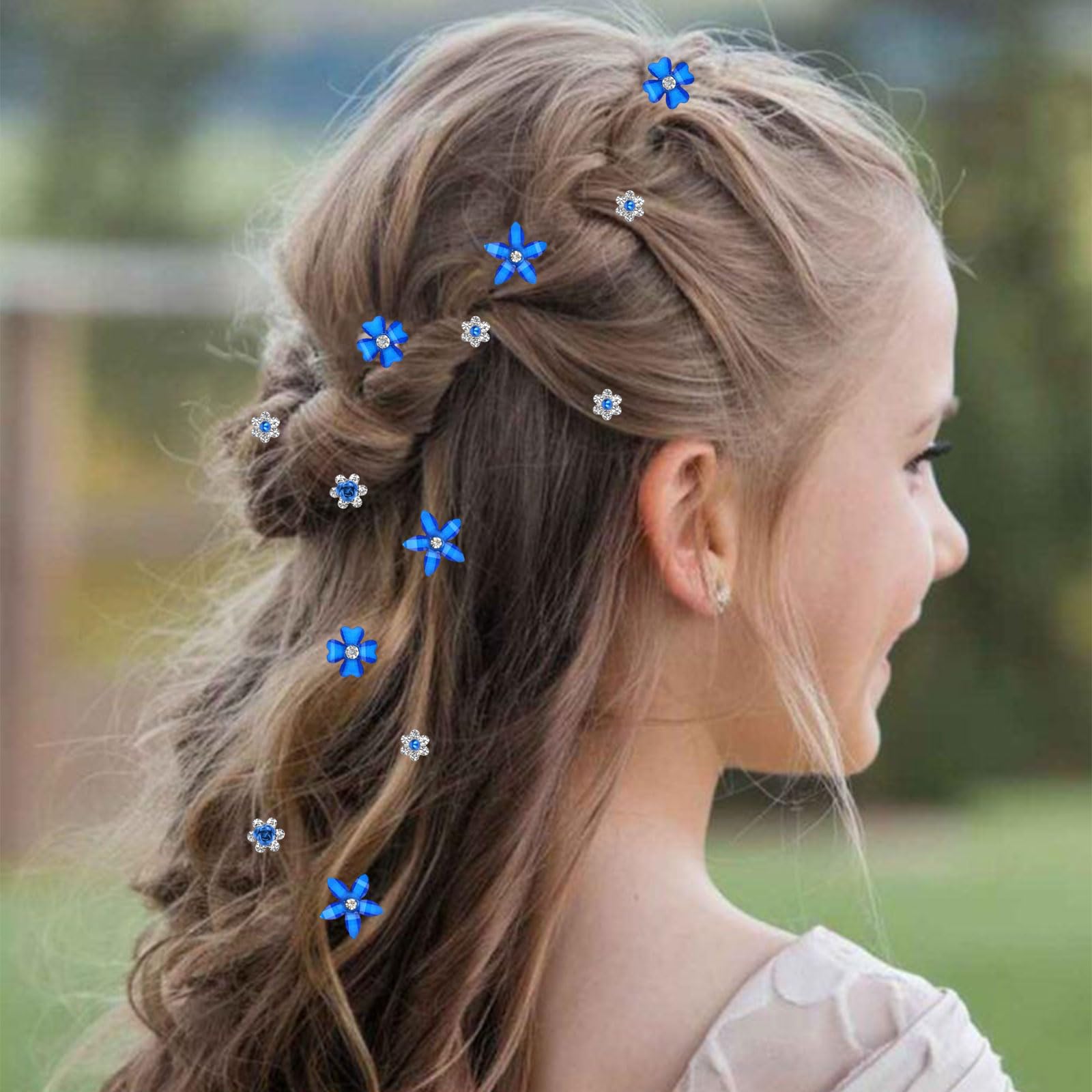 Mezrkuwr 20 fermagli per capelli a forma di fiore con piccoli fiori, in metallo, per donne, ragazze, matrimoni, decorazioni per capelli (4 motivi floreali)