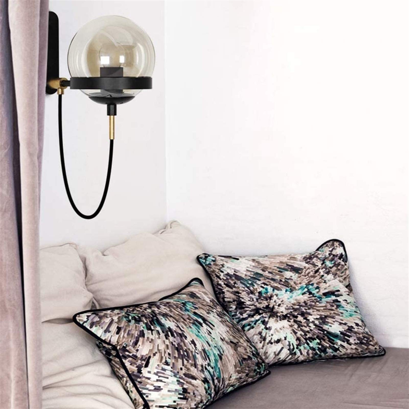 Applique murale morne verre, applique industrielle avec abat-jour globe transpart 5,9 pouces, miroir courtoisie noir, lumières avant, douille E27, applique murale pour loft, bar, salon