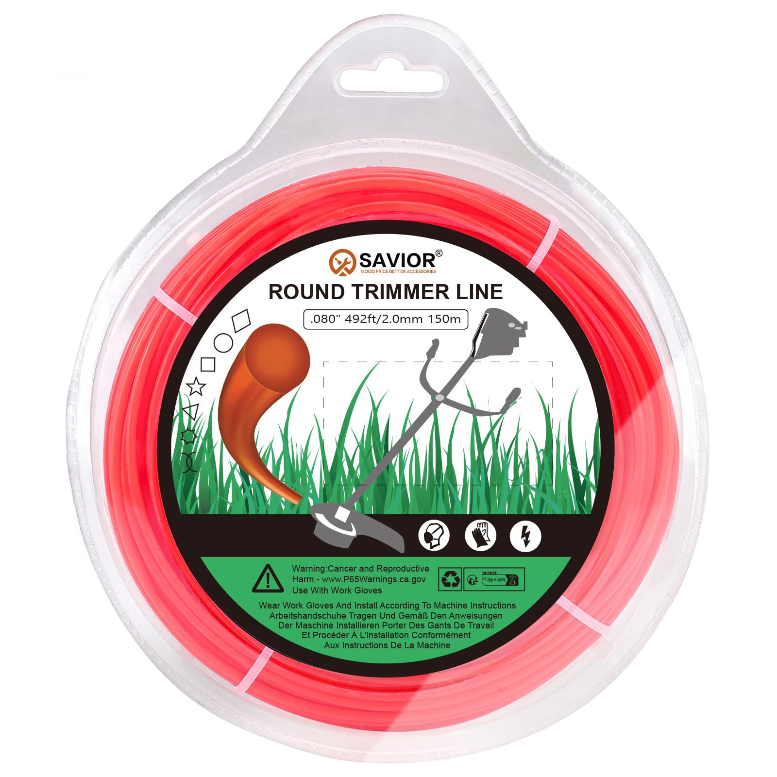 Savior 30M 2mm Strimmer Wire Universal String Trimmer Line Nylon Strimmer Cord 1.2mm 1.6mm 2.0mm 2.4mm 3.0mm Grass Strimming Cable for Garden Weeds Flower Beds (2mm x 30m Round) — view 13