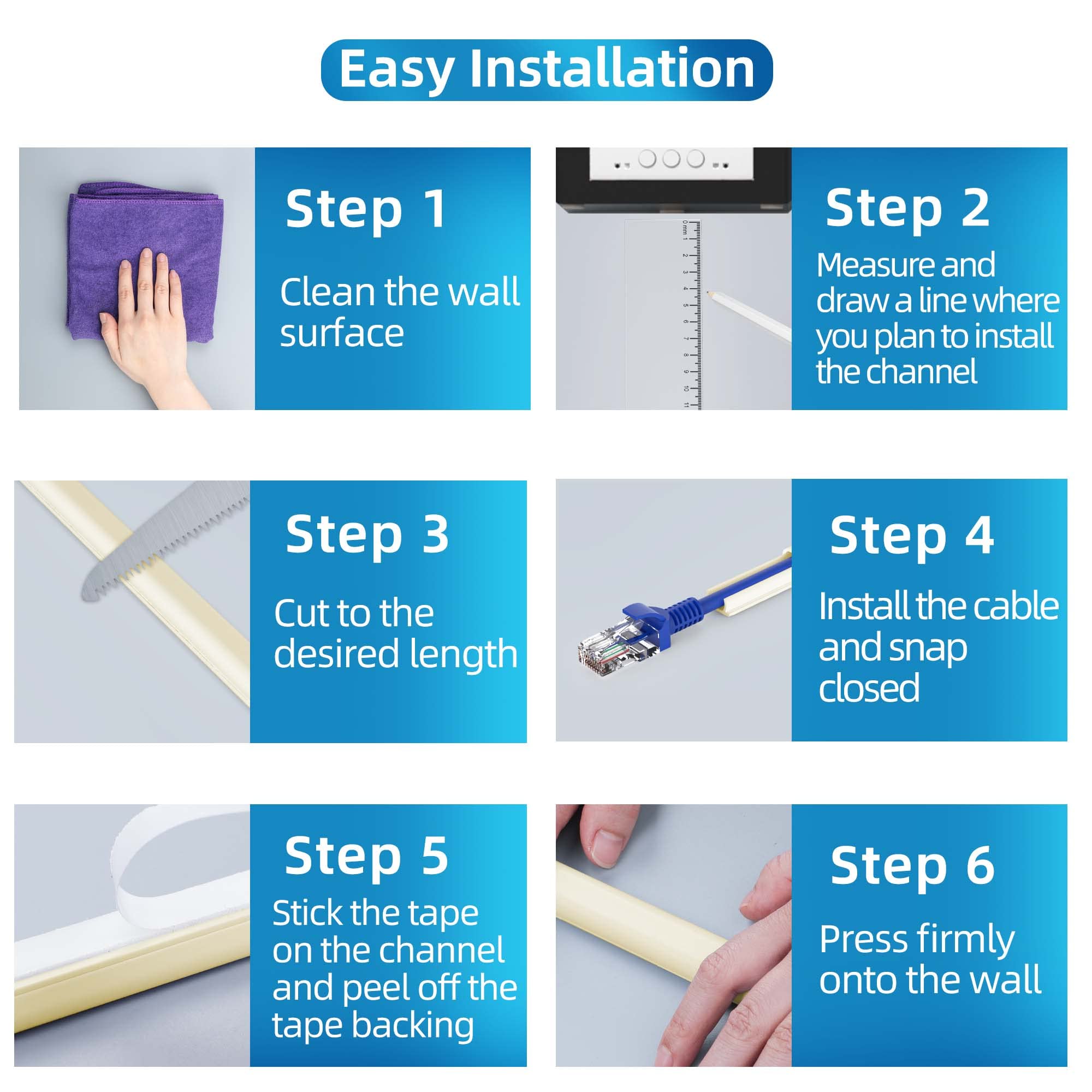 Hide Cables with Wall Cord Hiders - Beige -7