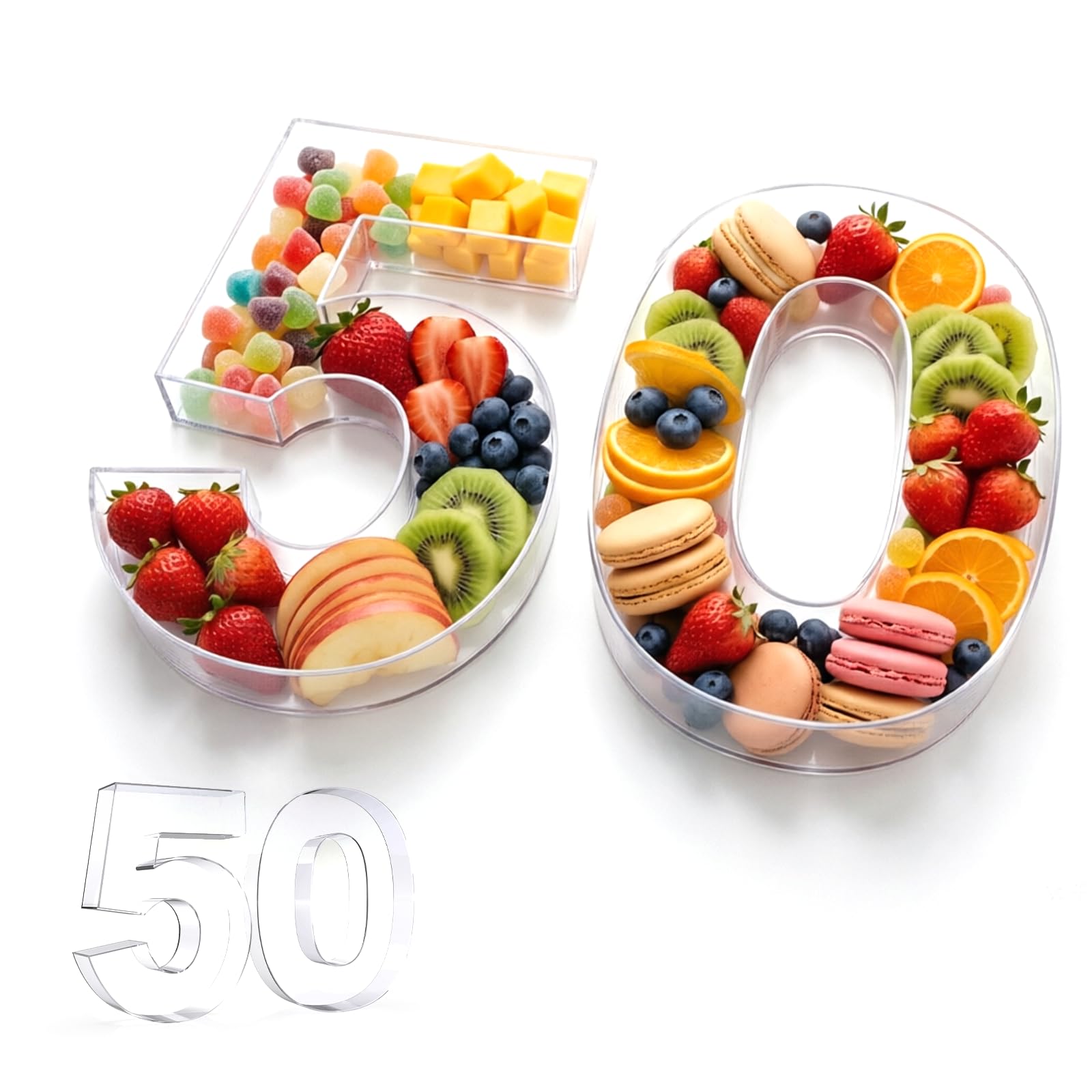 Pooqla 10" Acrylic Number 50 Charcuterie Tray for 50th Birthday Decorations