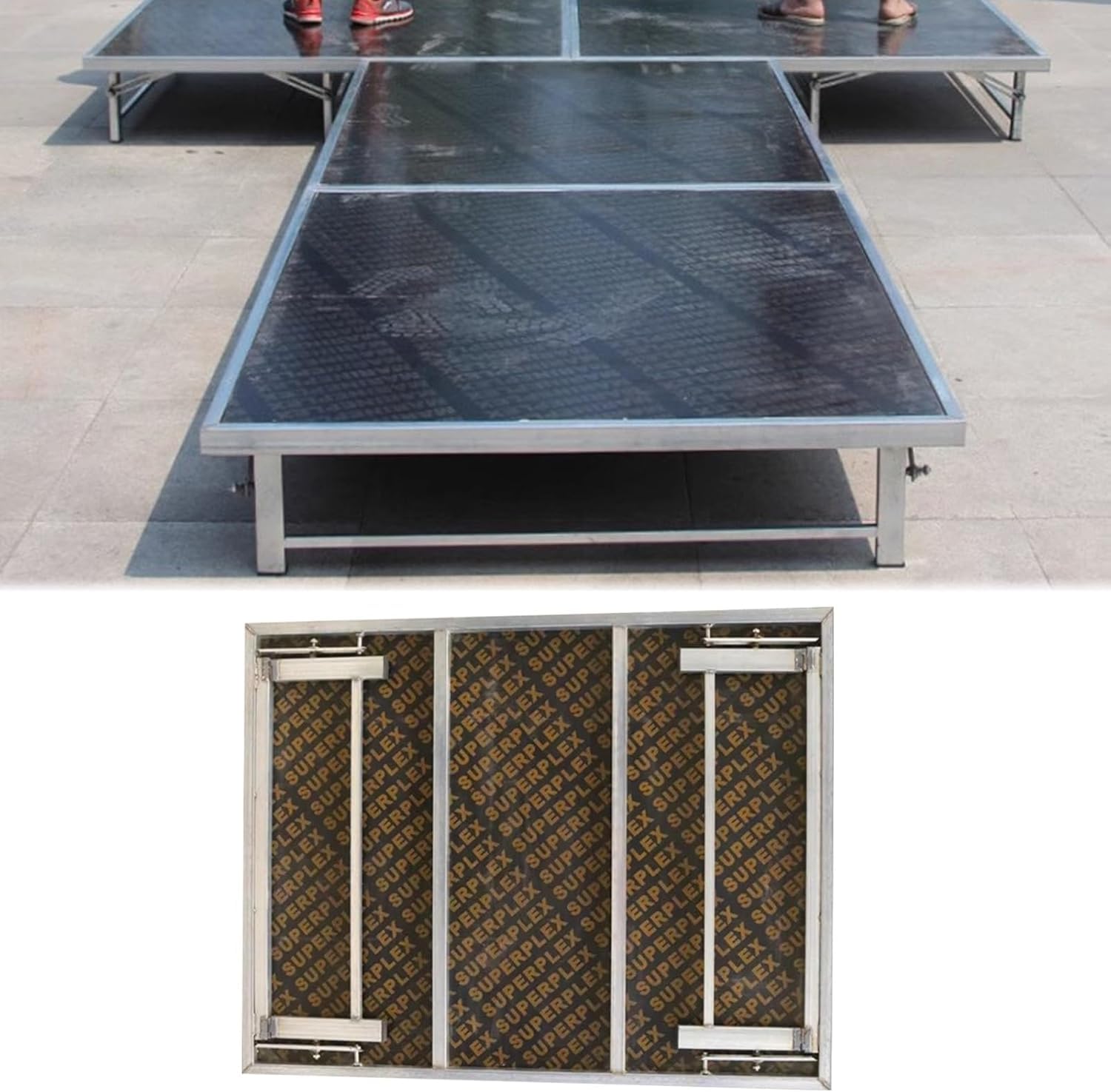 k3Mq9Rw Modular stage flooring Portable Stage Steps Made From Composite Board And Metal, Suitable For Bands(Height 40cm (15 3/4in))