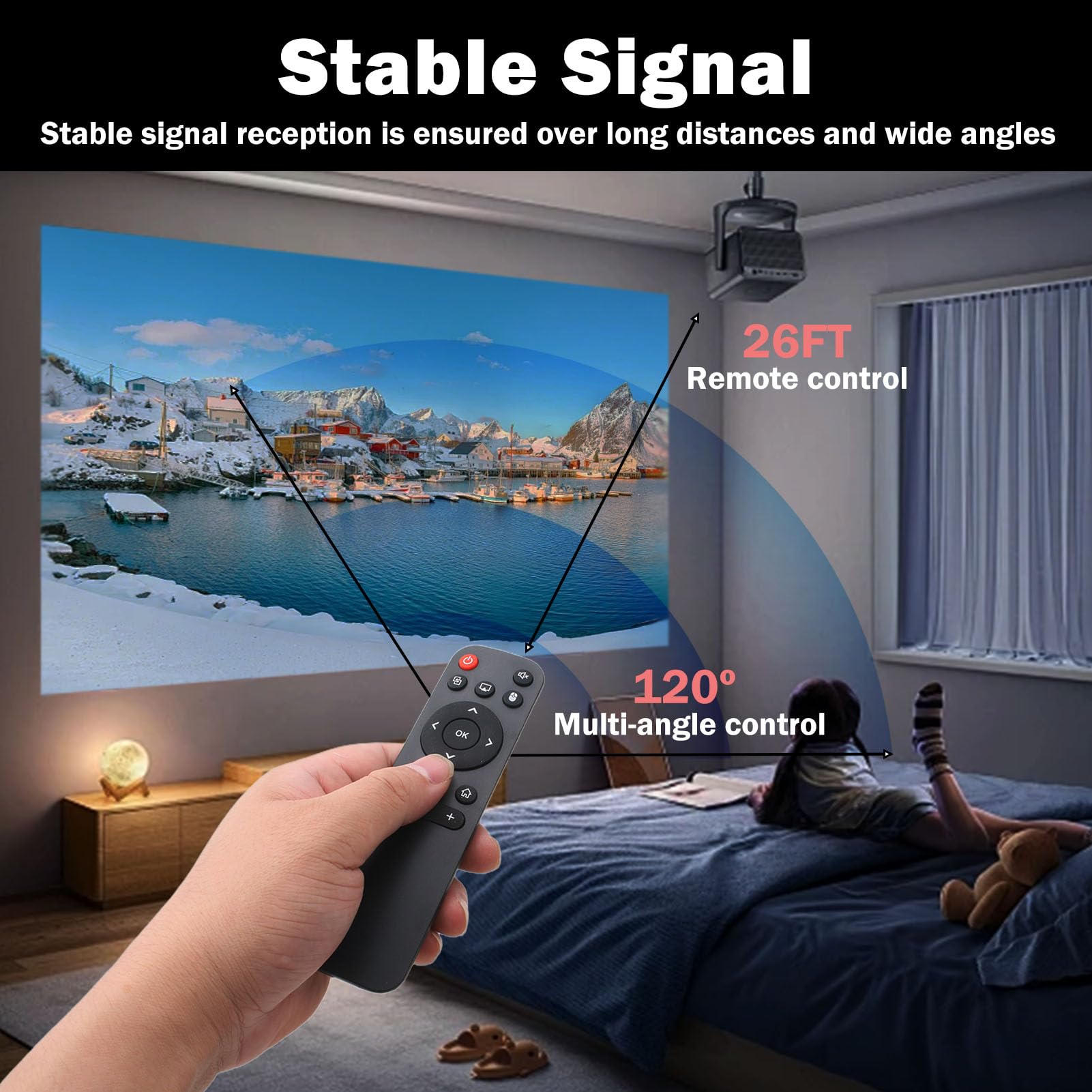 Mando Distancia Repuesto para Proyector HY320Mini HY320 HY300 Pro HY300 con Alcance 10m y Botones Intuitivos Portátil Control Remoto Inteligente Infrarrojo No Requiere Programación — view 6