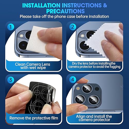 Miniatura 7 de Protector de lente de cámara para iPhone 15 Pro  15 Pro Max, aleación 3D de metal y vidrio templado, protección de cobertura completa, 1 paquete