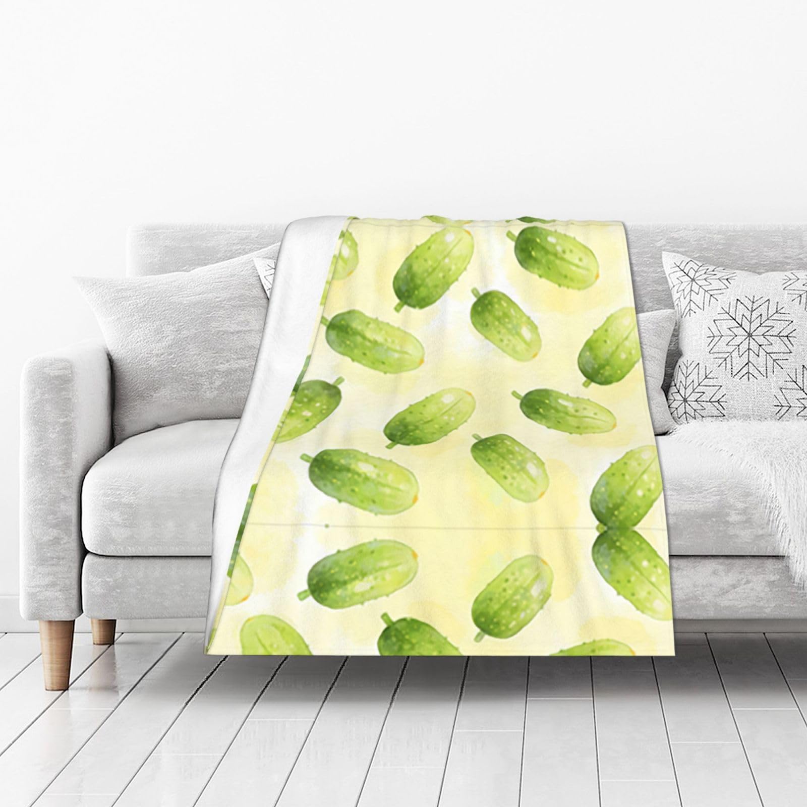 DUYIOKH Cucumbers Print Thick Throw Blanket, Blanket for Couch Bed Warm Travel Blanket for Camping Movie Night