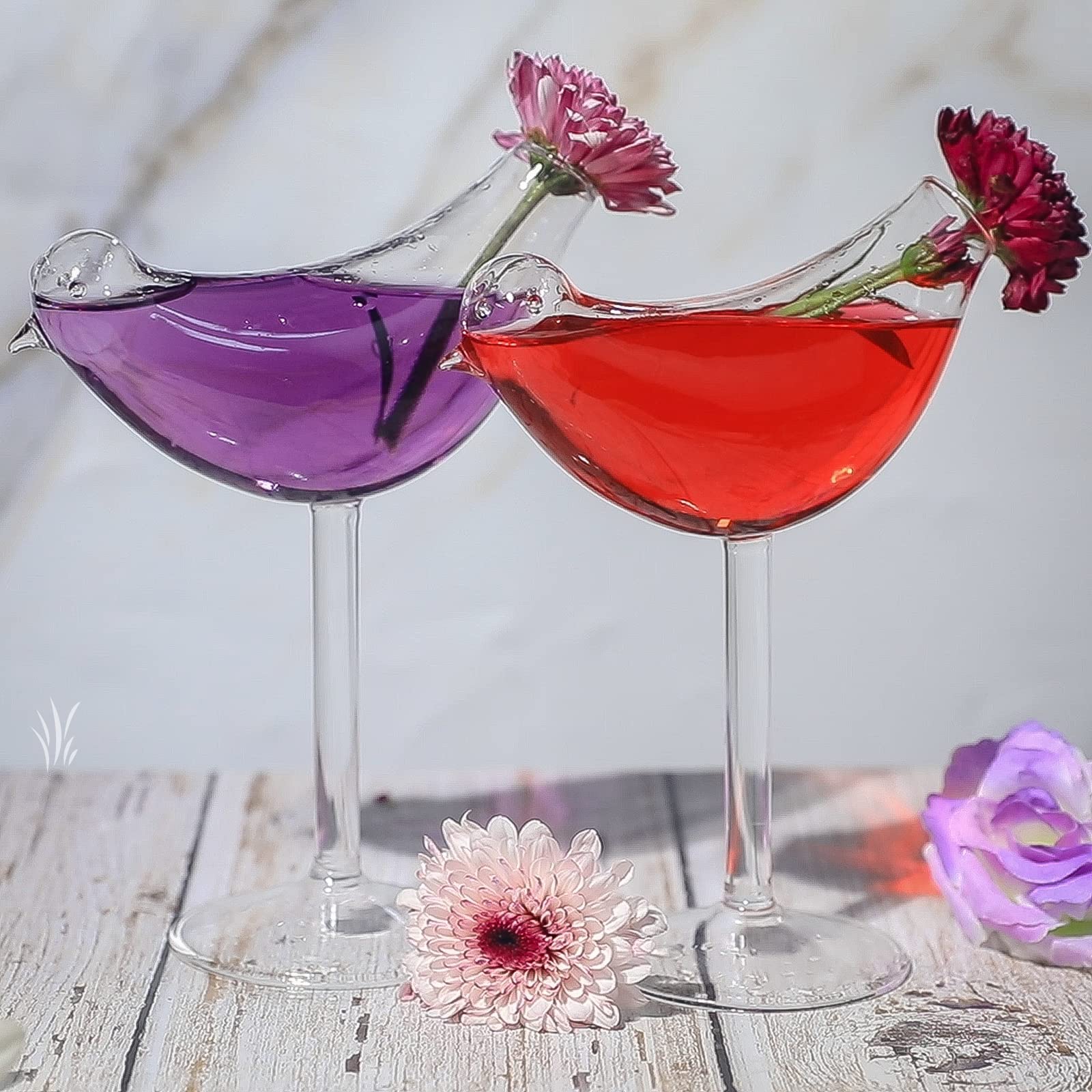 Unique Bird Cocktail Glasses - Set of 2 -4 Unique Bird Cocktail Glasses - Set of 2 -4
