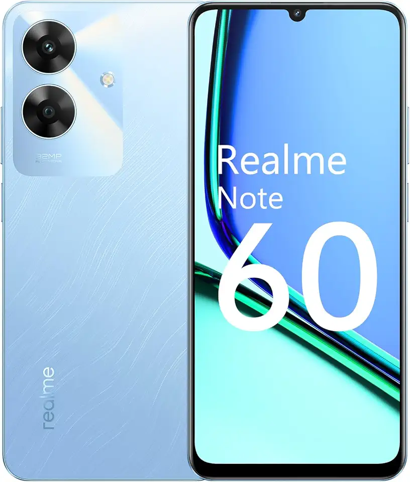 Celular Realme Note 60 RMX3933 4 GB de RAM/256 GB/UNISOC T612 Octa Core, Bateria de 5000mAh e tela de 6,74", C�mera Super N�tida de 32 MP - Smartphone Voyage Blue (Azul)