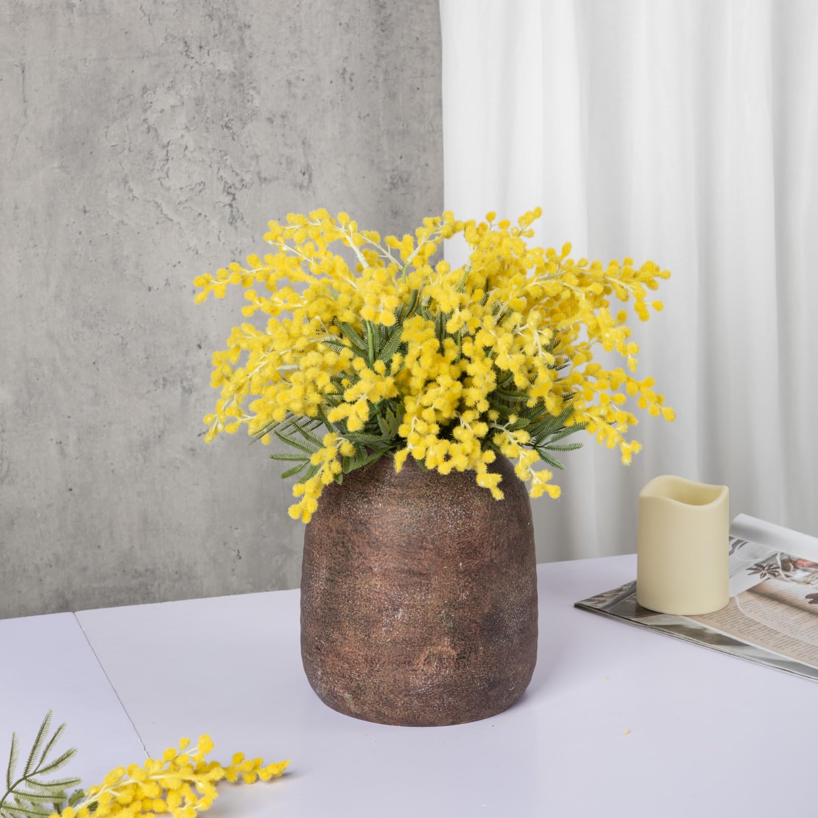 Vazen - Bruine Vintage-look pot van aardewerk - De Flower Club