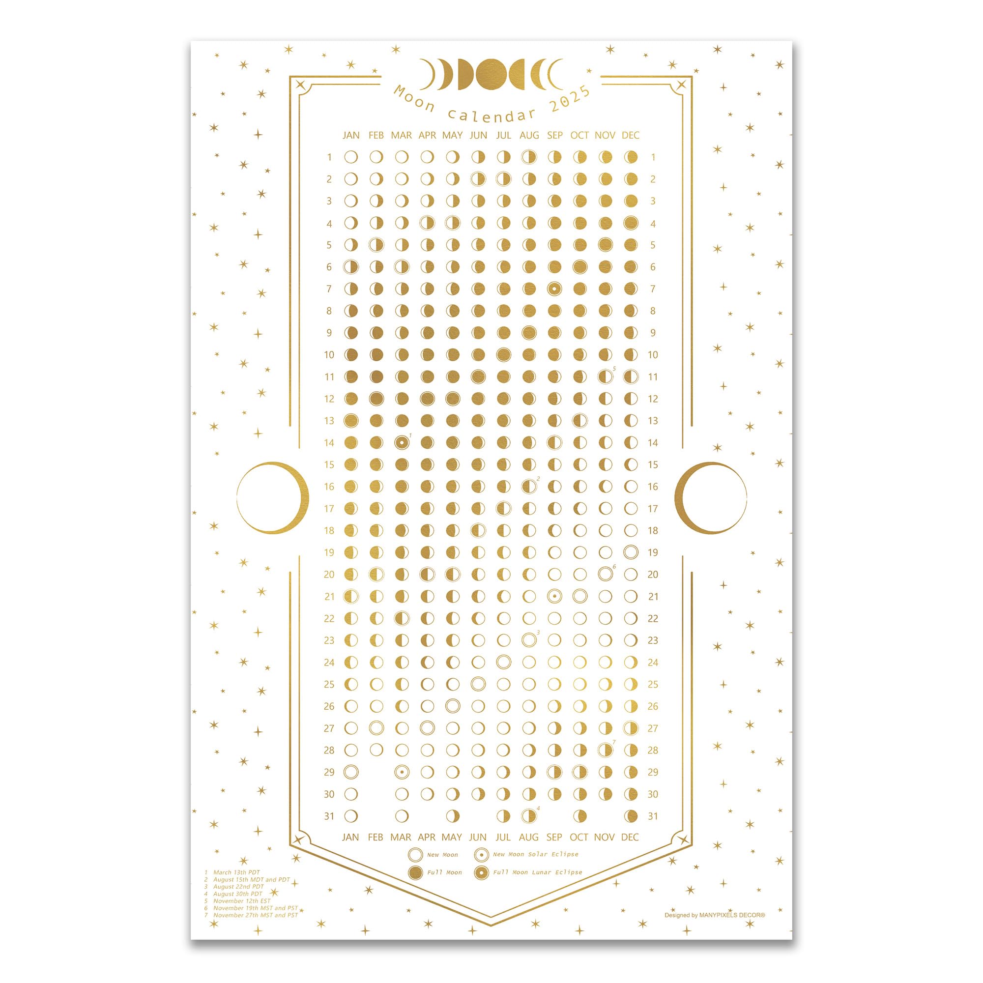 moon商品 Amazon.com : Astrology White Moon Calendar 2025 - Vertical