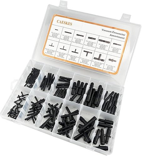 Miniatura 2 de Surtido de conectores de vacío, conector de tubo de vacío automotriz, kit surtido de conectores en T al vacío, nailon negro, 12 tamaños