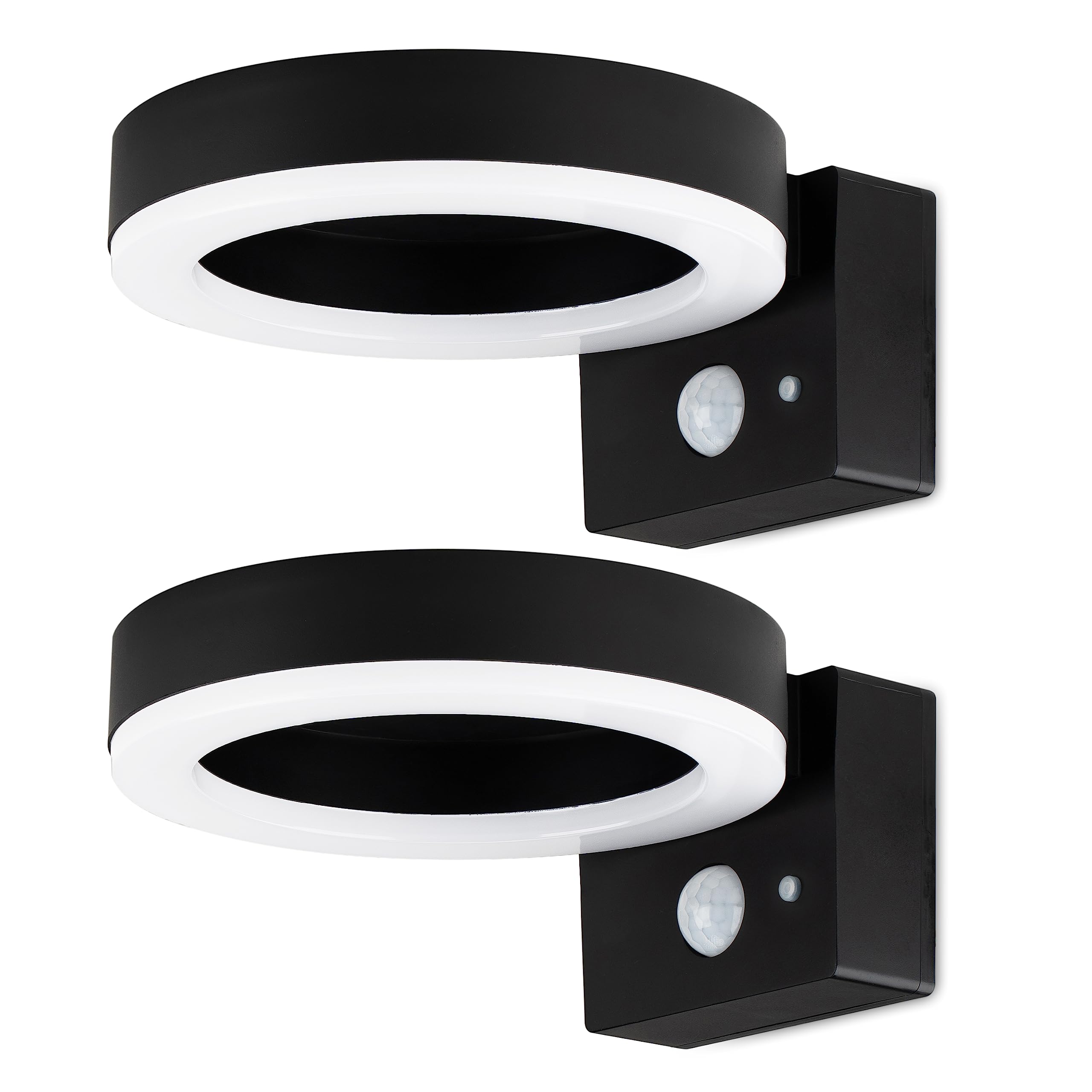 Brendz LED Solar Wandleuchte Aussen mit Bewegungsmelder: 600 Lumen Sicherheitslicht, IP44 Wasserdicht, LED Solarlampe mit Bewegungsmelder & 3 Lichtmodi, Typ Malabo (Set 2 Stück)