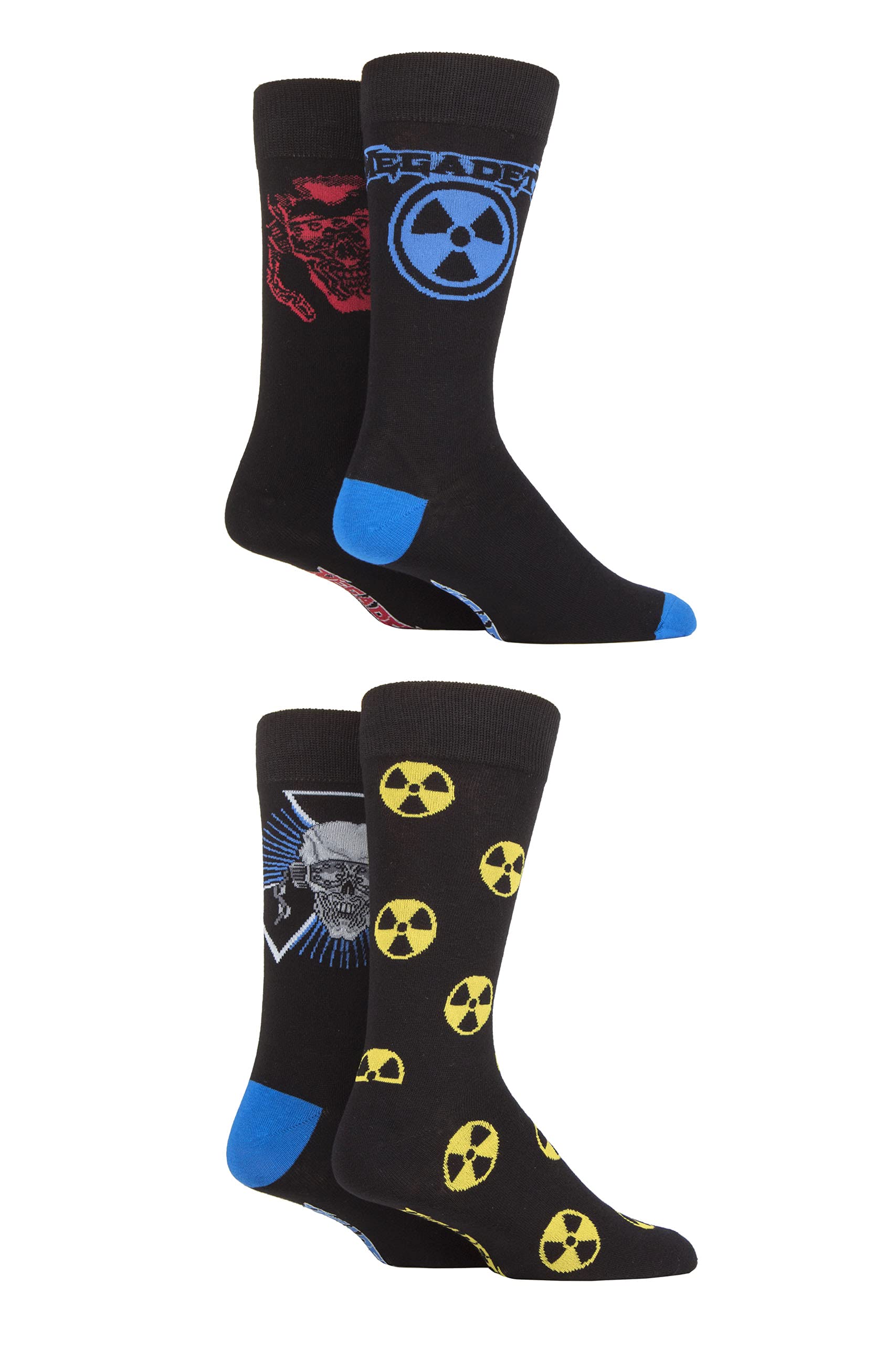 Sockshop Men's Black Rock And Heavy Metal Megadeth Exclusive To Gift Boxed Cotton Socks Pack Of 4 6-11