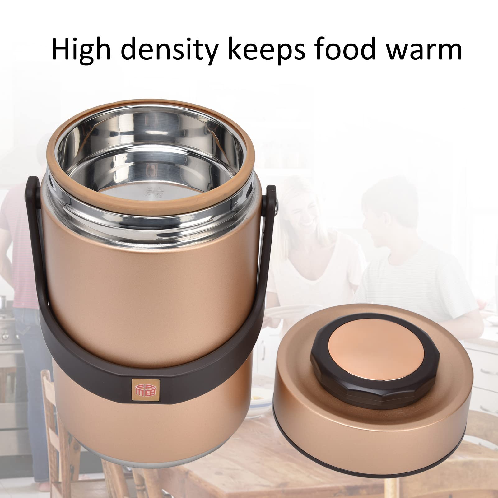 Contenitore per alimenti isolato in acciaio inossidabile, barattolo per alimenti portatile per alimenti caldi e freddi per bambini adulti, isolamento multistrato, coperchio a prova di perdite(oro)