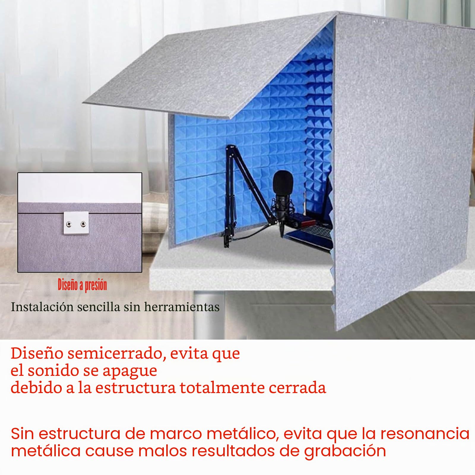 V3VOGUE Cabina Vocal Portátil, Cubierta Insonorizada De Escritorio, Paneles De Espuma A Prueba De Sonido, Levantar Claridad De Sonido, Crear Mejores Condiciones De Grabación, Espacio Privado