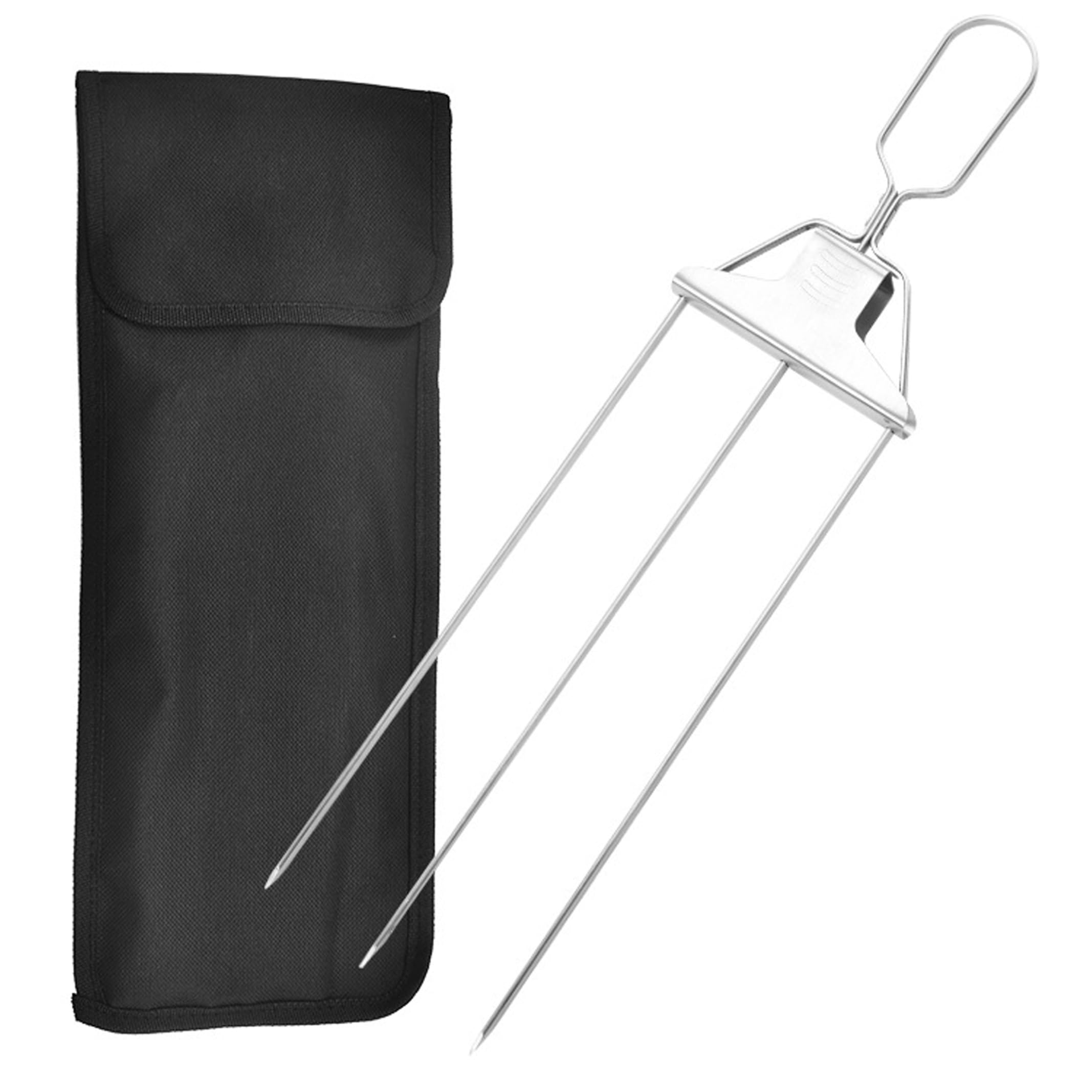 Yeaxxsqy Metal Skewers For Kabobs: Stainless Steel 3-way Grill Skewers, Reusable Grill Tool with Oxford Bag, Black