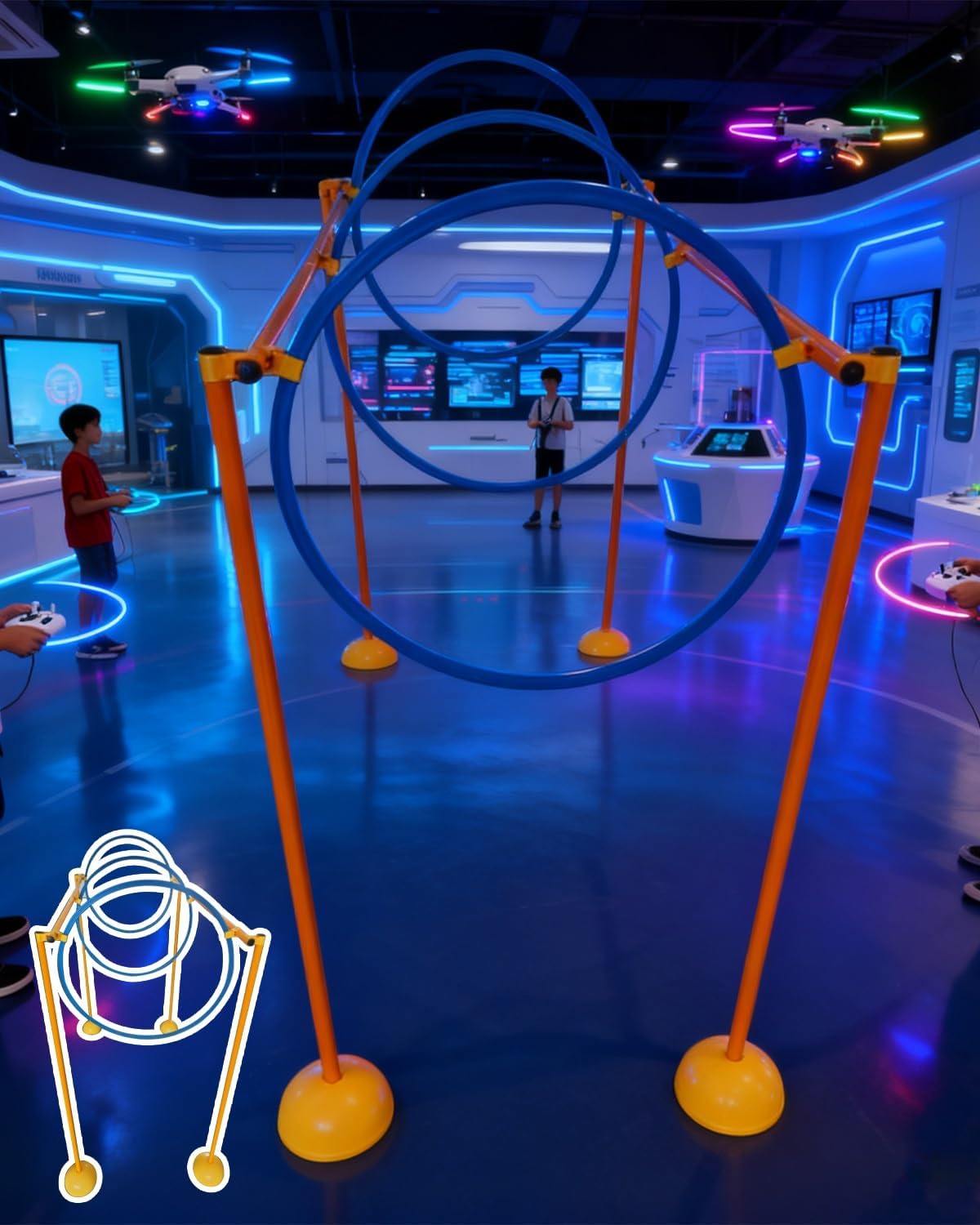 Drone Event Obstacle with 3 Hoops, Racing Drones Training Set for 3 5 8 9 Year Old Kids and Adults, Aircraft Avoid Obstacles Kit for Children - Image 1 of 5