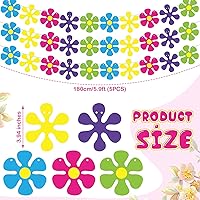 Vista 2 de Thenshop Paquete de 5 pancartas de fiesta hippie de los años 60, guirnalda de papel de flores retro, mini decoración de los años 70, mini flores