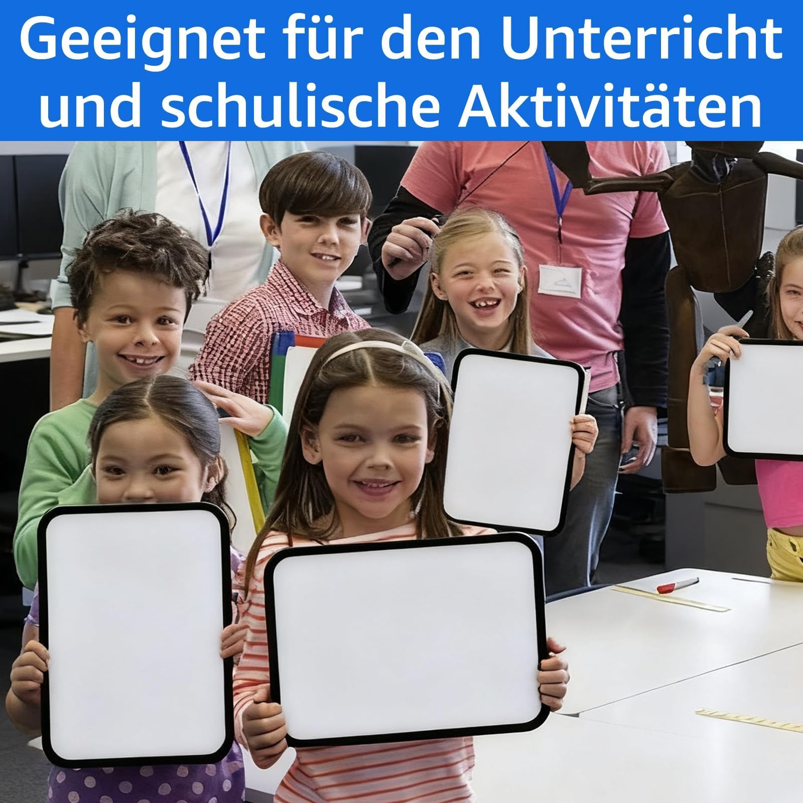 6 Stück 30 X 21cm Whiteboard Klein A4 Mini Whiteboard Doppelseitige mit Schwarzem Rahmen mit 24 Stiften und 6 Board Radierer, Abwischbare Tafel für Klassenzimmer, Schule, Büro, Haus
