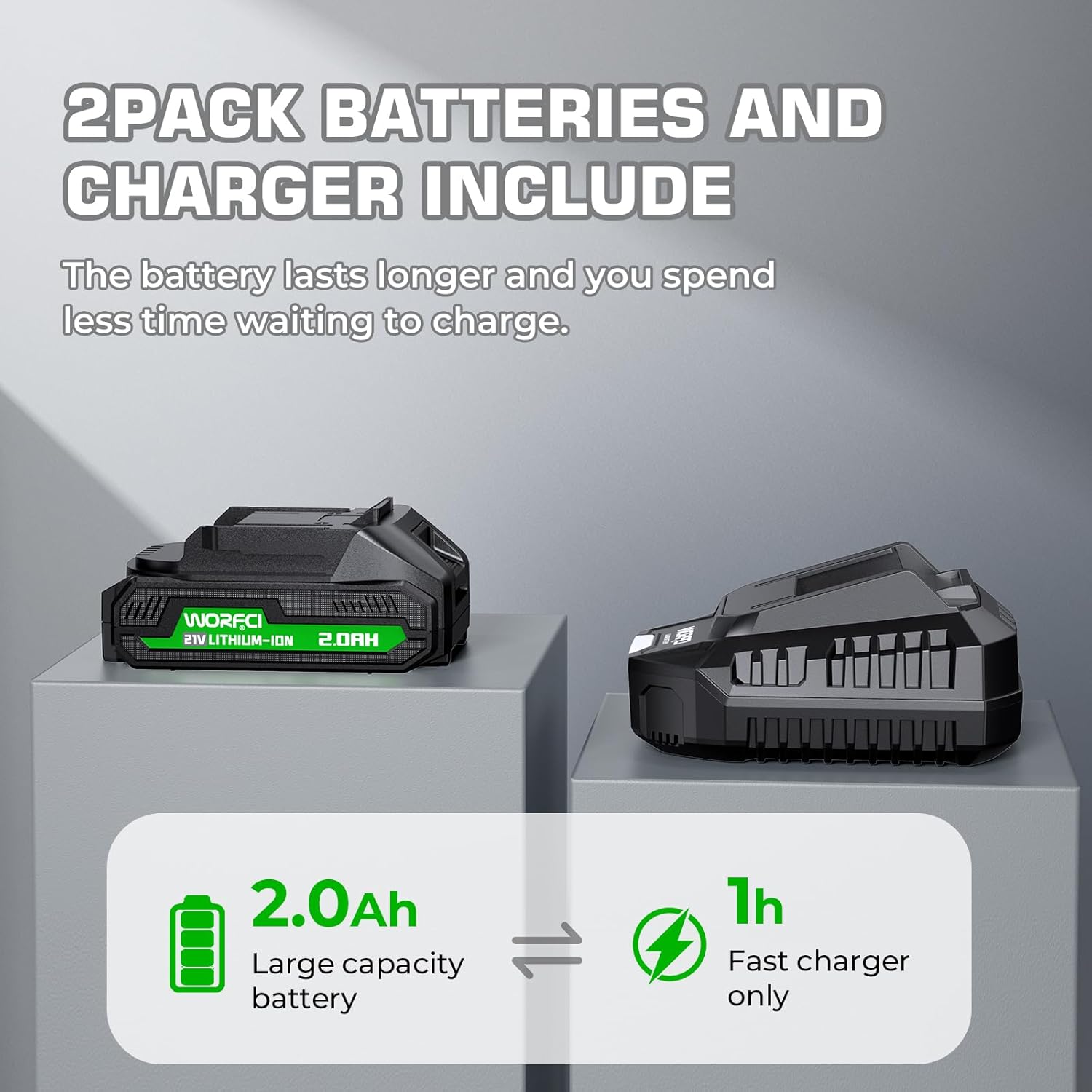 20-Inch Cordless Hedge Trimmer, Electric Handheld Bush Trimmer, 180° Rotatable Handle, with 2pack Battery and Charger (WHT52) - Image 6