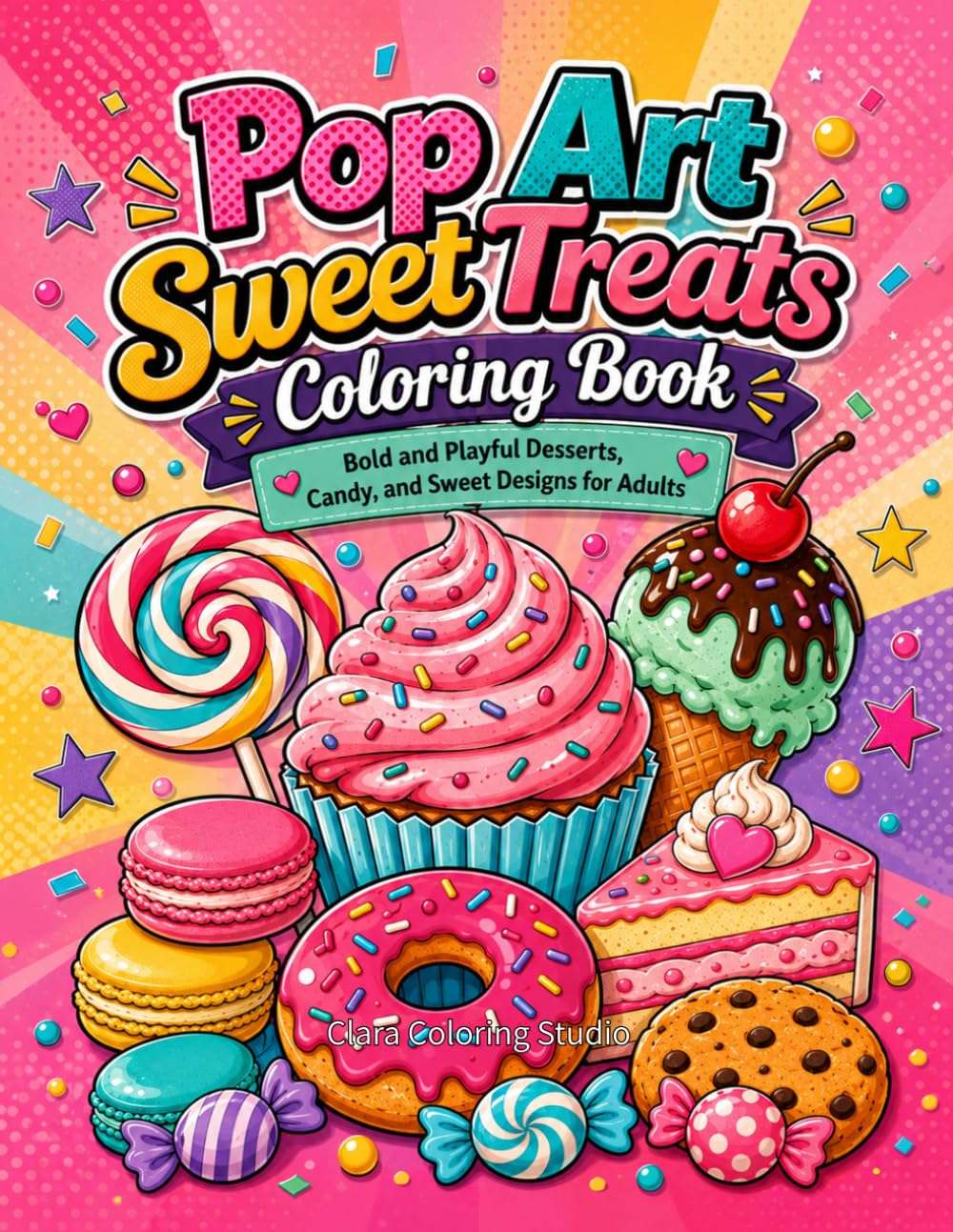 Pop Art Sweet Treats Coloring Book: Bold and Playful Desserts, Candy, and Sweet Designs for Adults