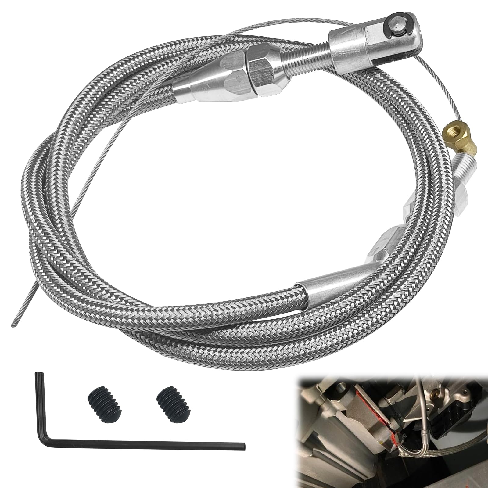 Kit de câble d'accélérateur LS de 91,4 cm en acier inoxydable tressé compatible avec moteur Chevrolet/Chevy LS1 97-07 4,8 L 5,3 L 5,7 L 6,0 L