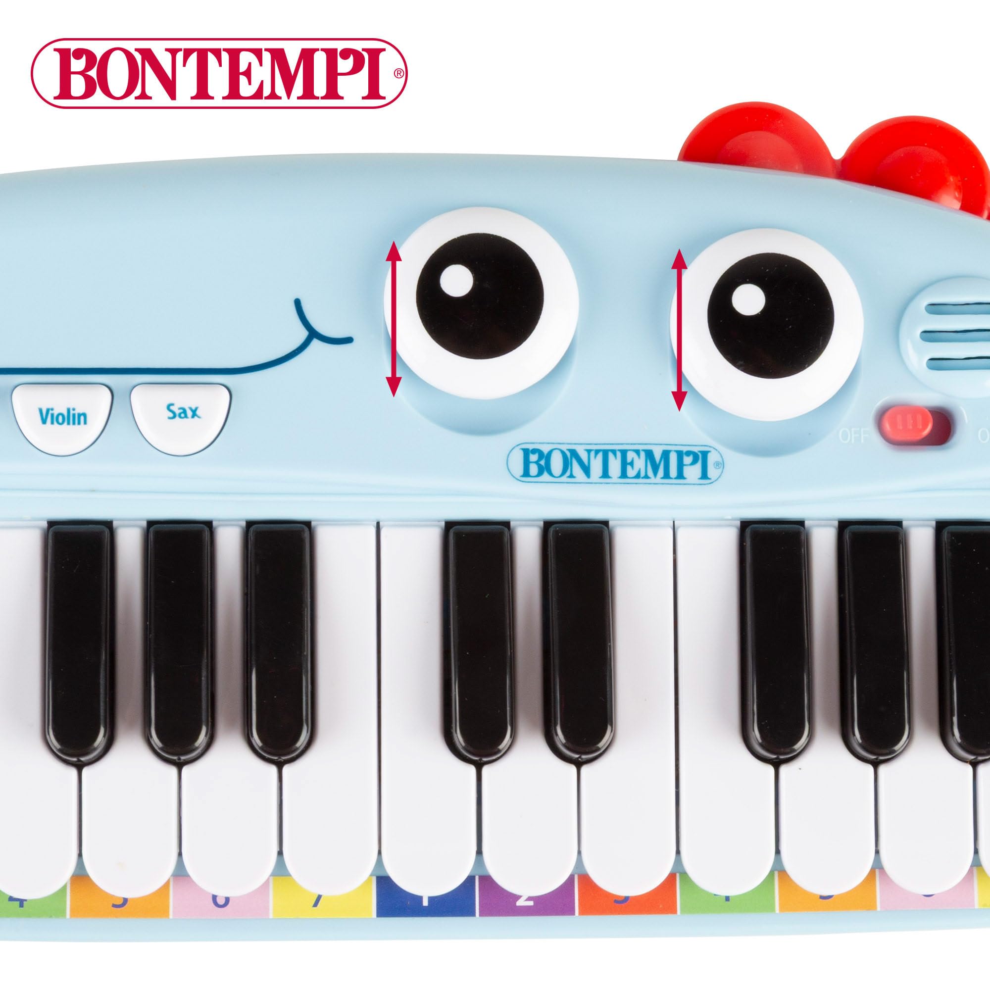 ColorBaby Bontempi Piano Infantil electrónico 24 Teclas con Luces, Sonidos, Melodías, Botones y diseño Seguro con Carita Sonriente, para iniciar a los más pequeños en la música Desde 18 Meses (39213)