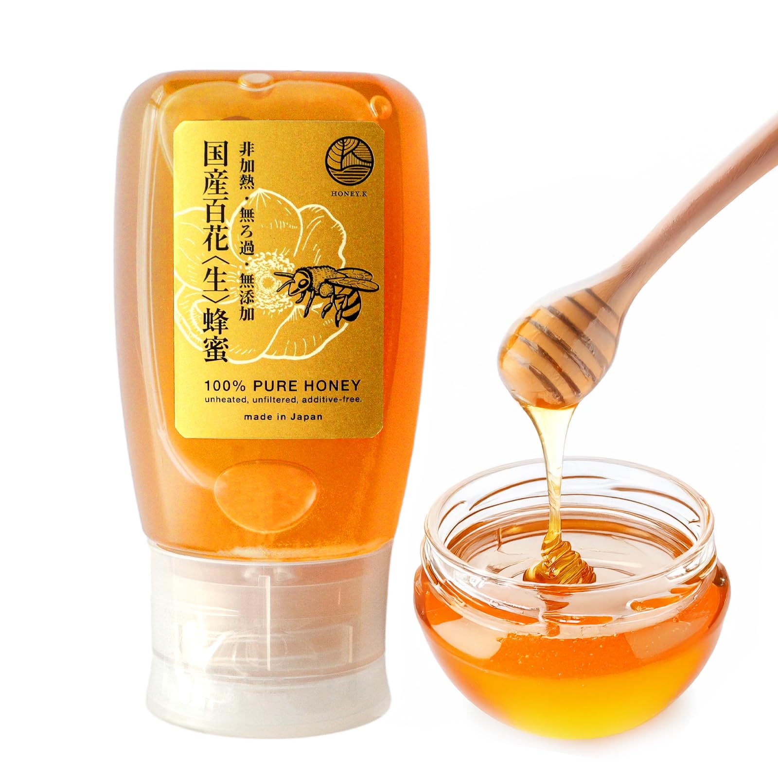 Amazon.co.jp: HONEY.K 国産百花生はちみつ 300g 純粋はちみつ