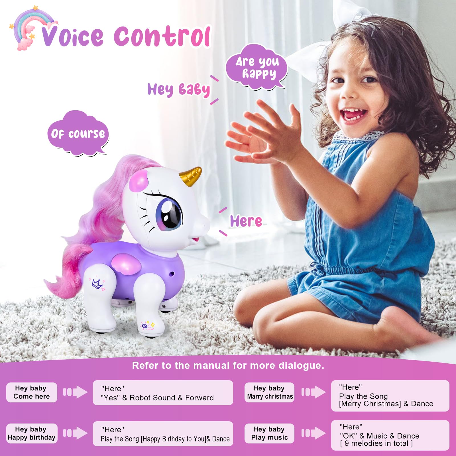 Robot Jouet Robot Licorne Interactive Ulikey - Télécommandée, LED