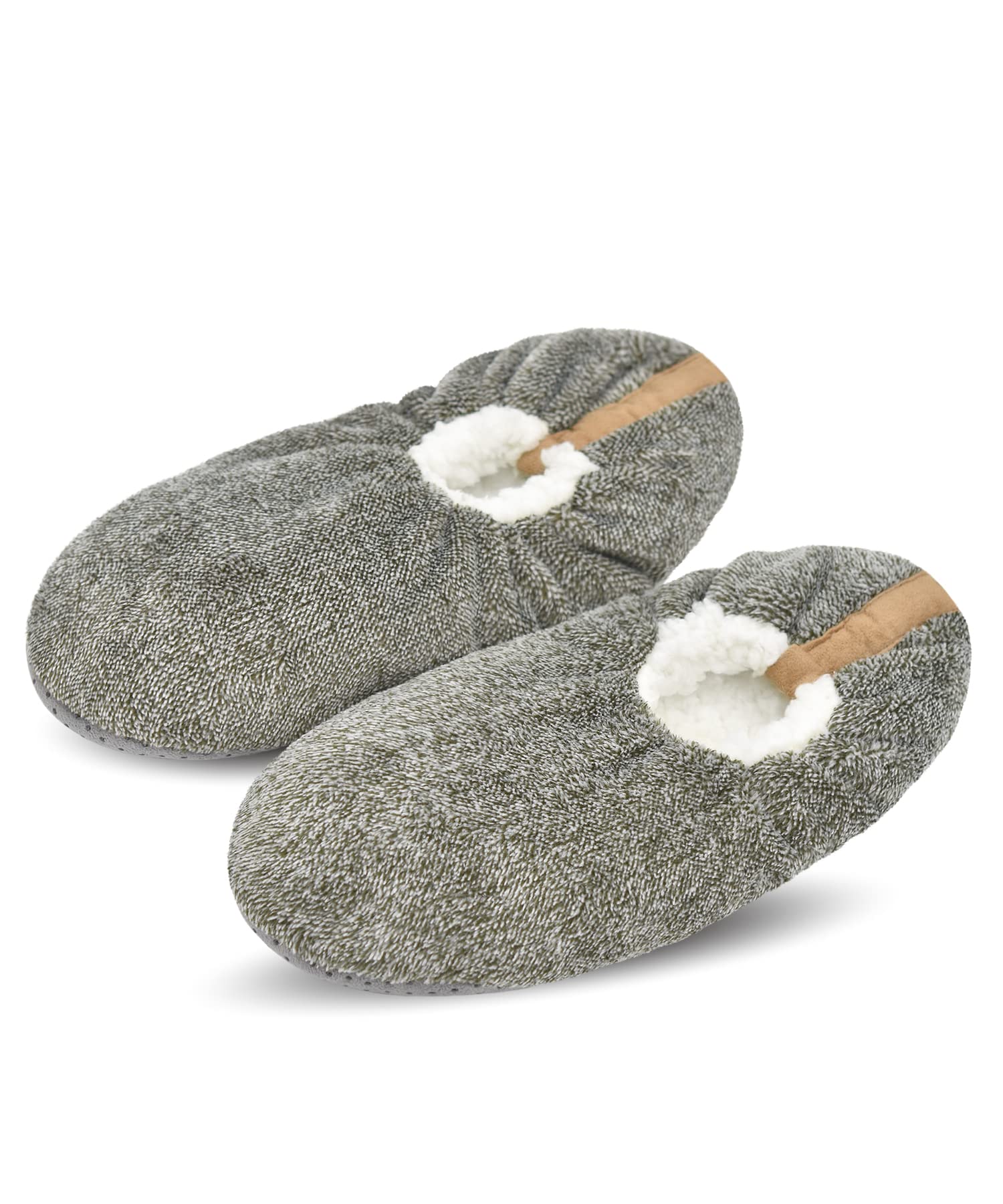 DICUIRD Men’s Fuzzy Sherpa Lined Slipper Socks Non-Skid Gripper Soft Sole