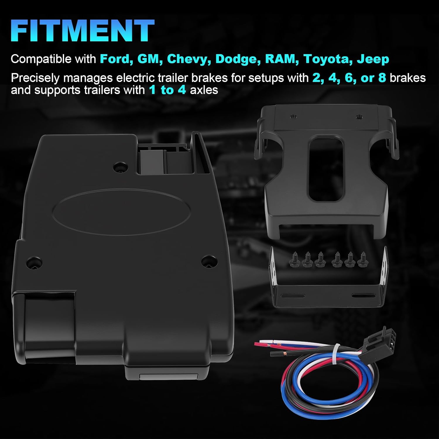 Electronic Brake Controller Compatible with Ford GM Chevy Dodge RAM Toyota Jeep with 2 4 6 and 8 Brakes (1-4 axles), LED Display,Plug and Play, Replace#90885