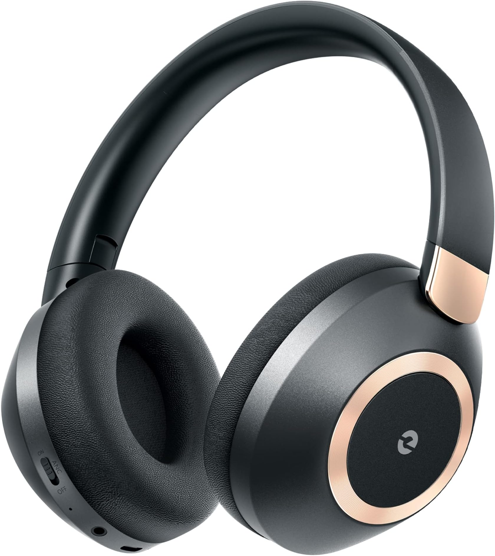 Active Noise Cancelling Headphones, Wireless Over-Ear Bluetooth Hi-Res Audio Foldable Headset with 100H Playtime, Microphone, Deep Bass, Fast Charging for Travel, Office, Sleep, Black