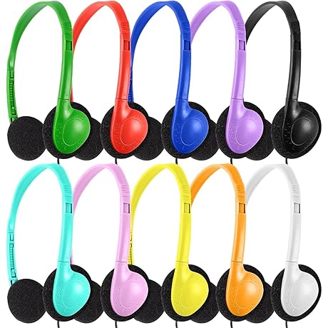 Classroom Headphones in Bulk for Students: Durable and Colorful 10-Pack