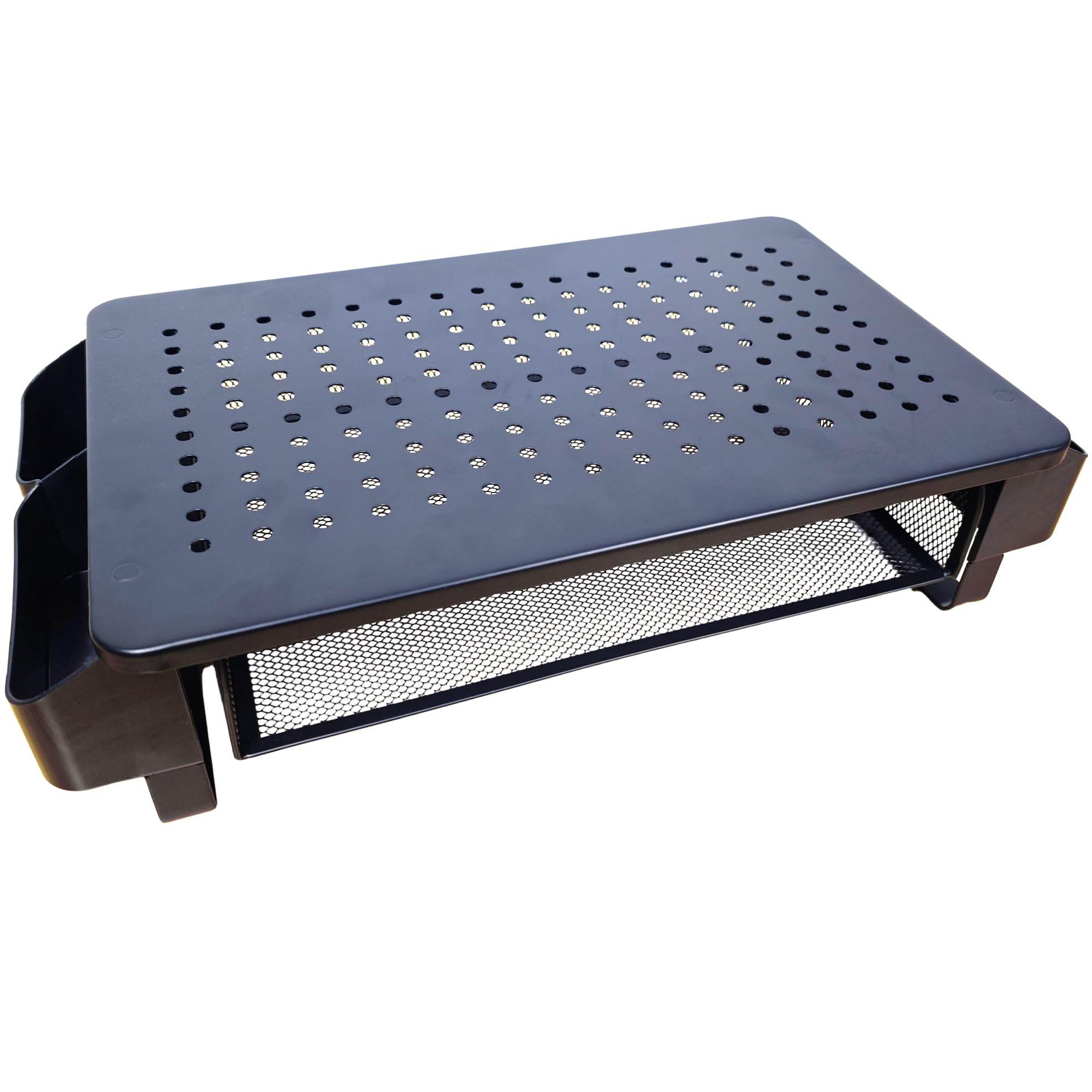 VOXMOUNT Monitor Stand Riser, Metal Laptop Stand with Storage, Printer Stand with Vented Drawer and Side Storage, Desk Organizer for Monitor, VMMR01-