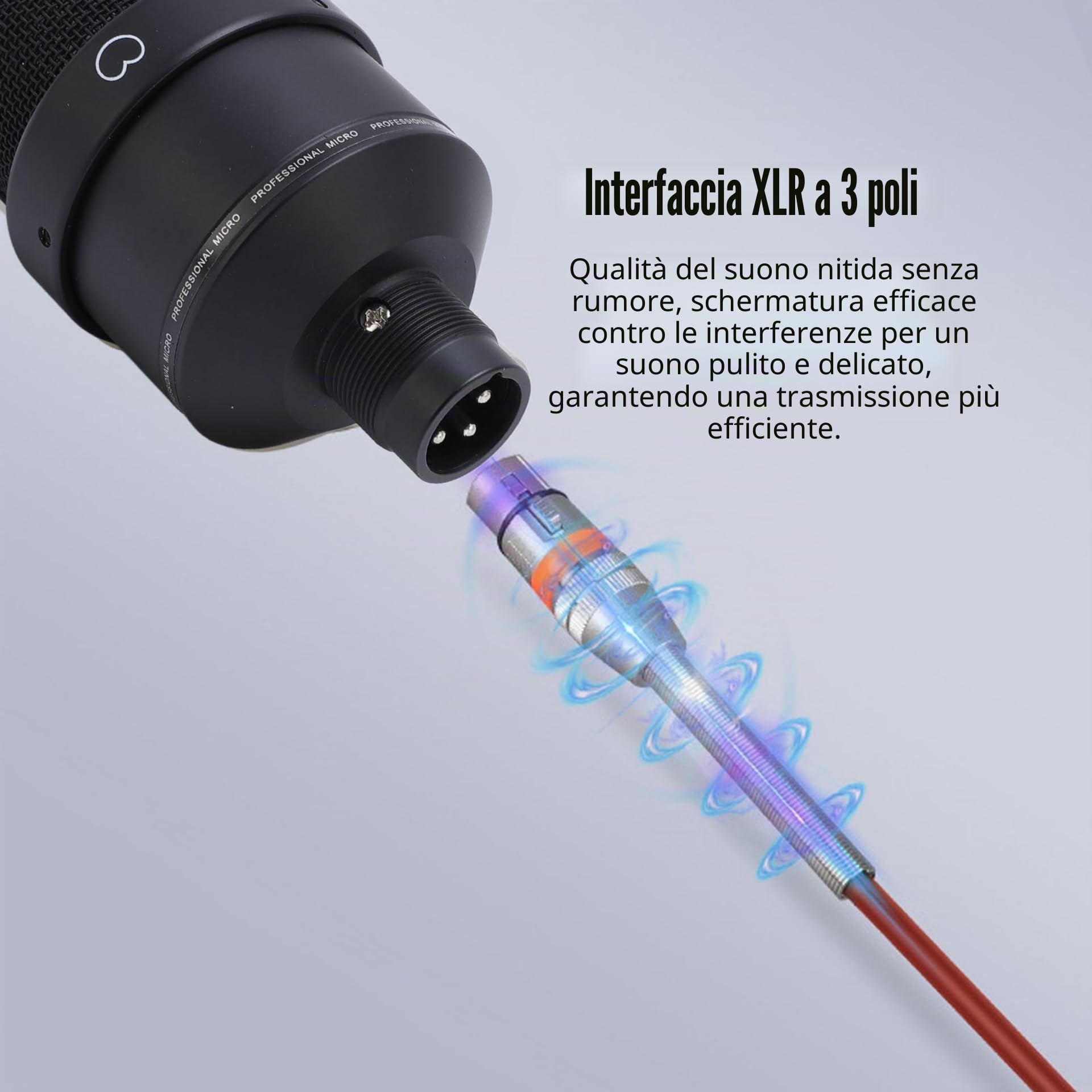 Microfono a condensatore XLR da 26 mm, a grande membrana, con supporto antiurto, uscita XLR e filtro pop per streaming, registrazioni, giochi, produzione musicale