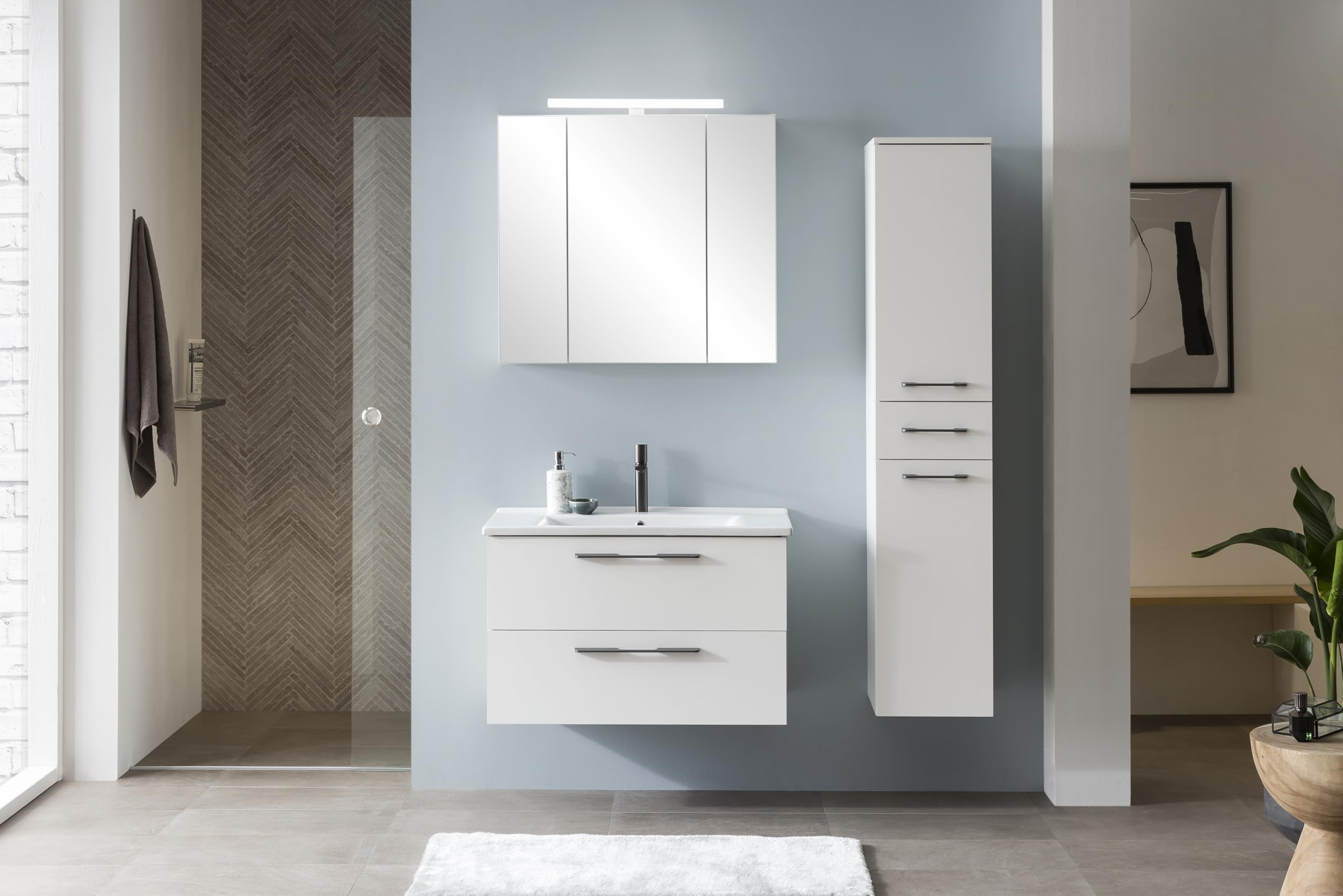 Schildmeyer Spiegelschrank Maxim 155029, mattweiß, 80 x 16 x 74,7 cm