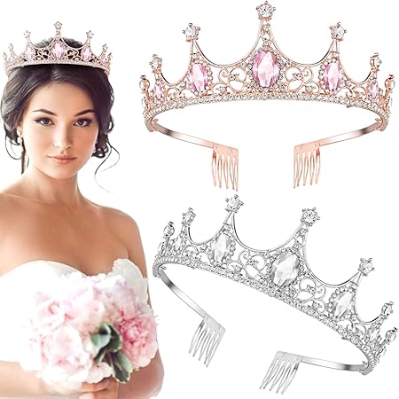 Prinzessin Tiara Kristall Krone - Weißes Braut Diadem Mit Strass Steinen